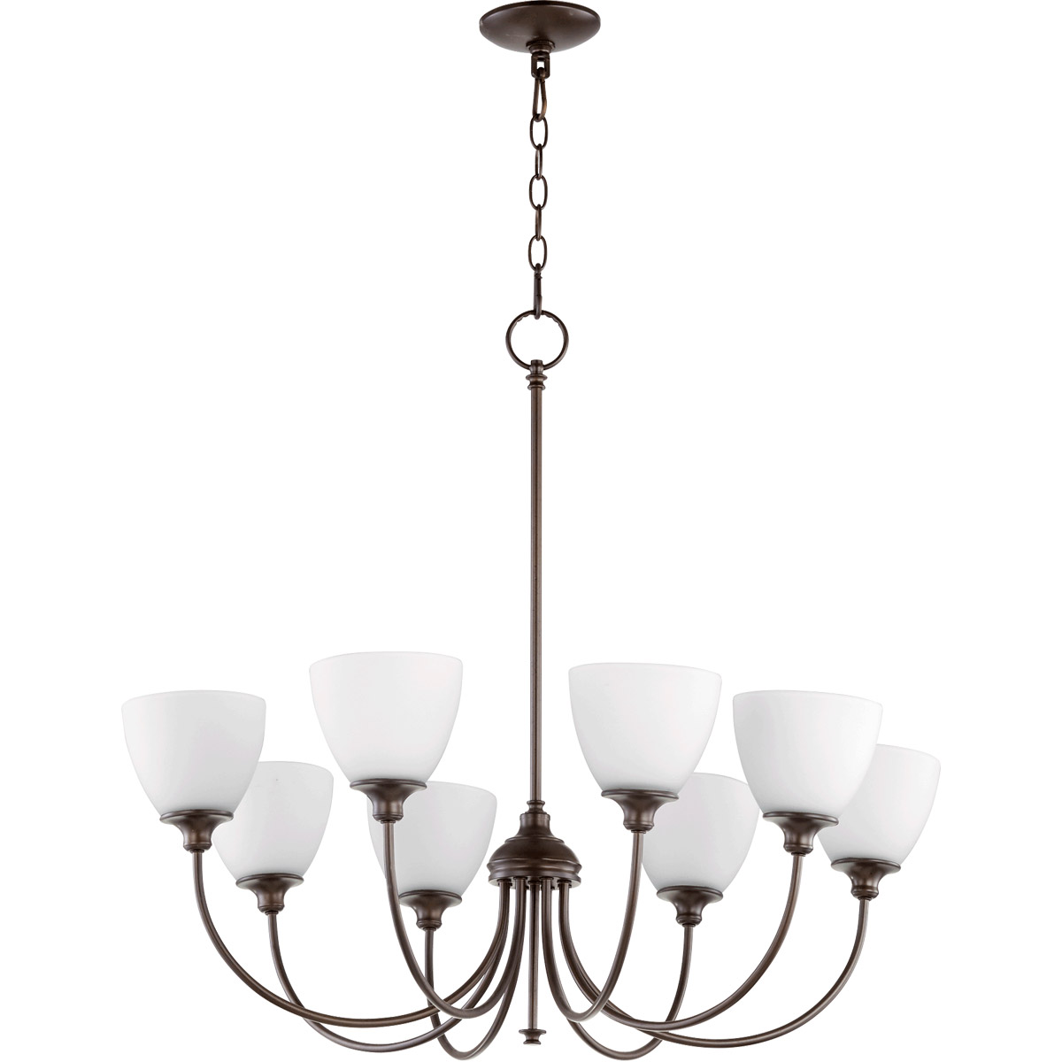 Celeste 8 Light 32 inch Oiled Bronze Chandelier Ceiling Light, Satin Opal