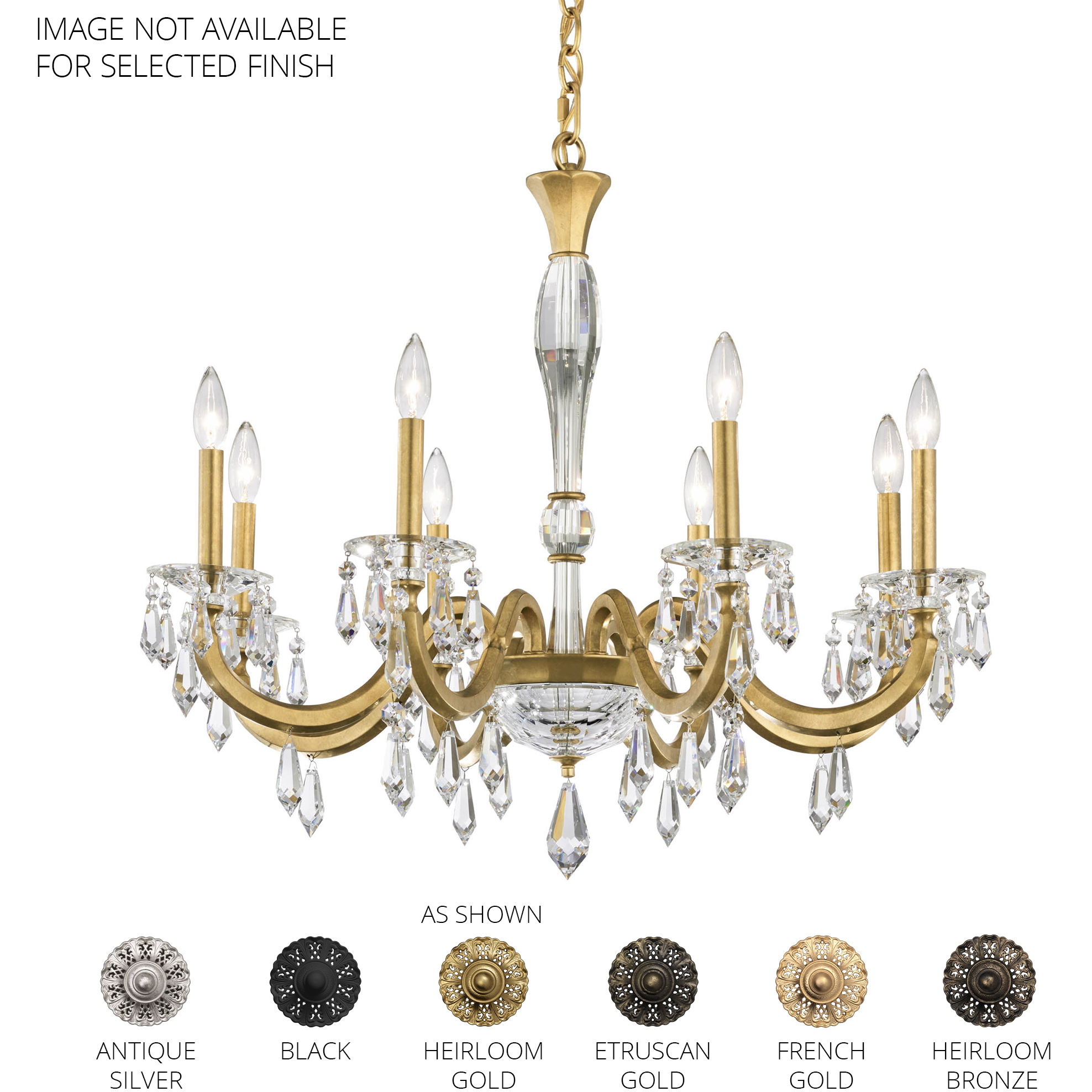 Signature Napoli 8 Light 32.6 inch Heirloom Bronze Chandelier Ceiling Light, Schonbek Signature
