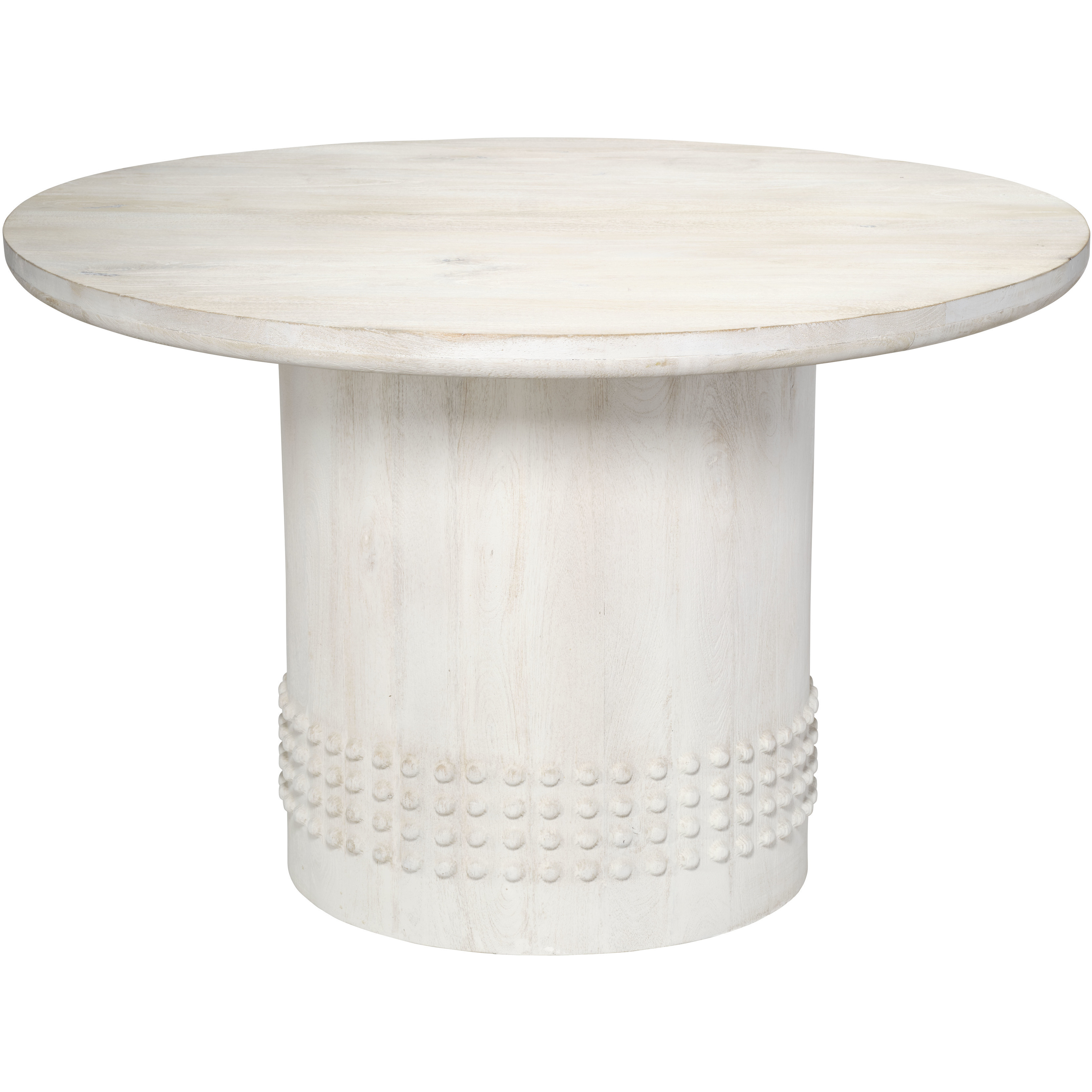 Studded White Wash Bistro Dining Table, Inline