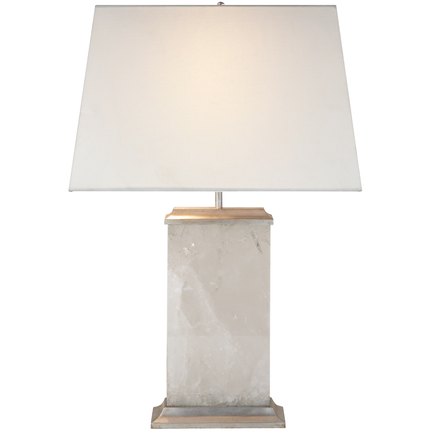 Michael S Smith Cresent 27 inch 60 watt Natural Quartz Stone and Silver Leaf Table Lamp Portable Light in Linen