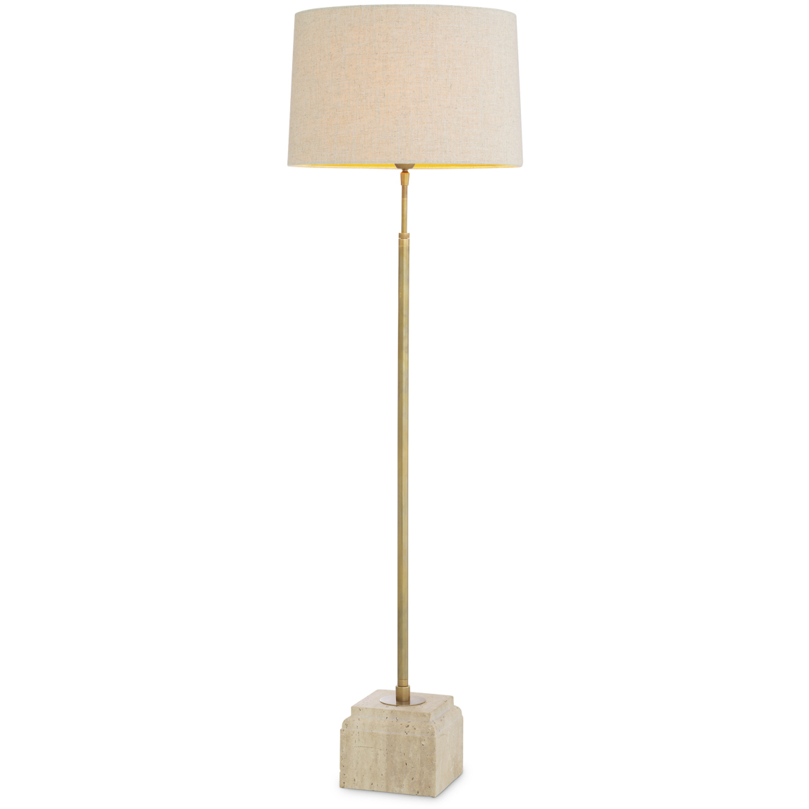 Rialta 55.12 inch 40 watt Travertine Base and Vintage Brass Floor Lamp Portable Light