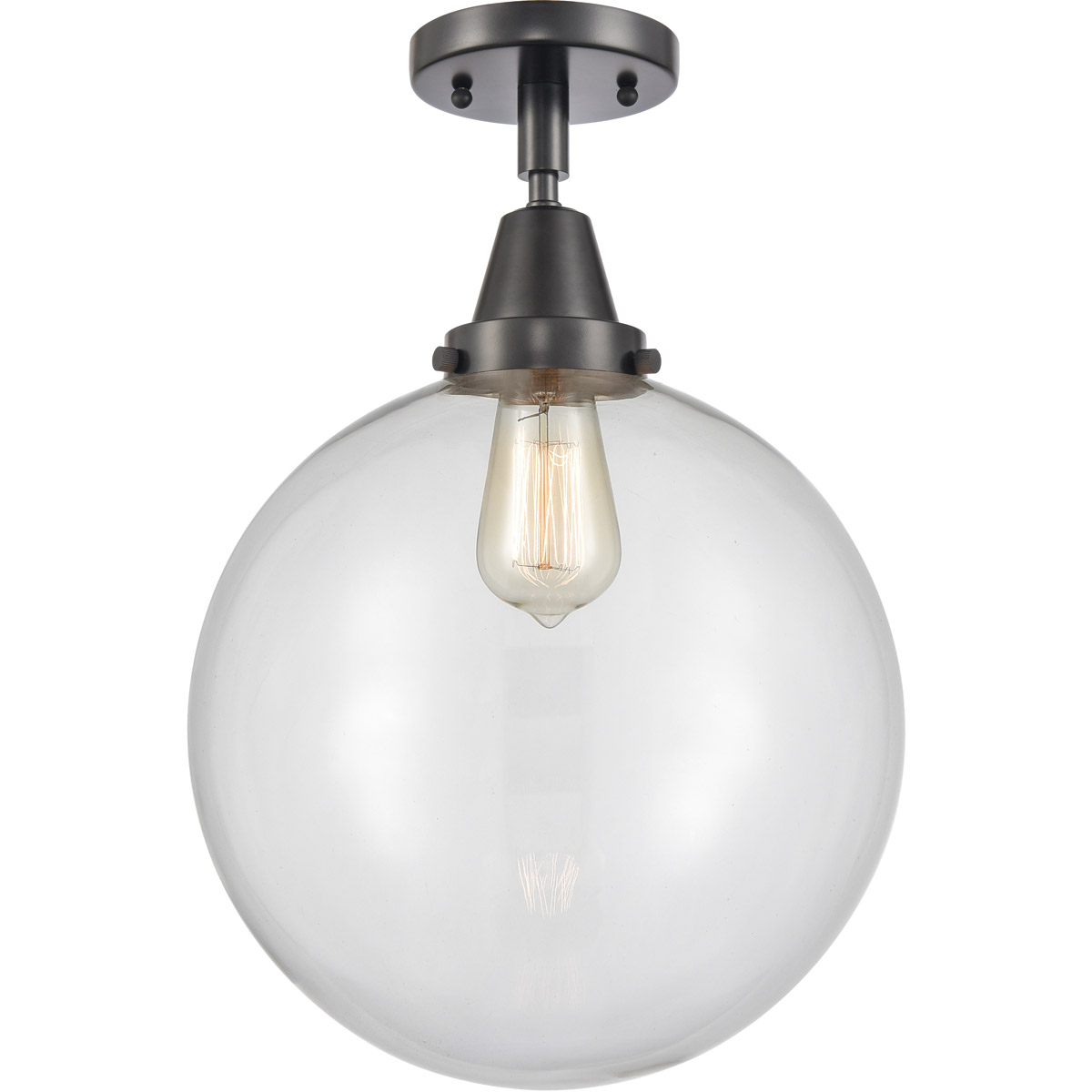 Beacon LED 12 inch Matte Black Flush Mount Ceiling Light in Clear Glass