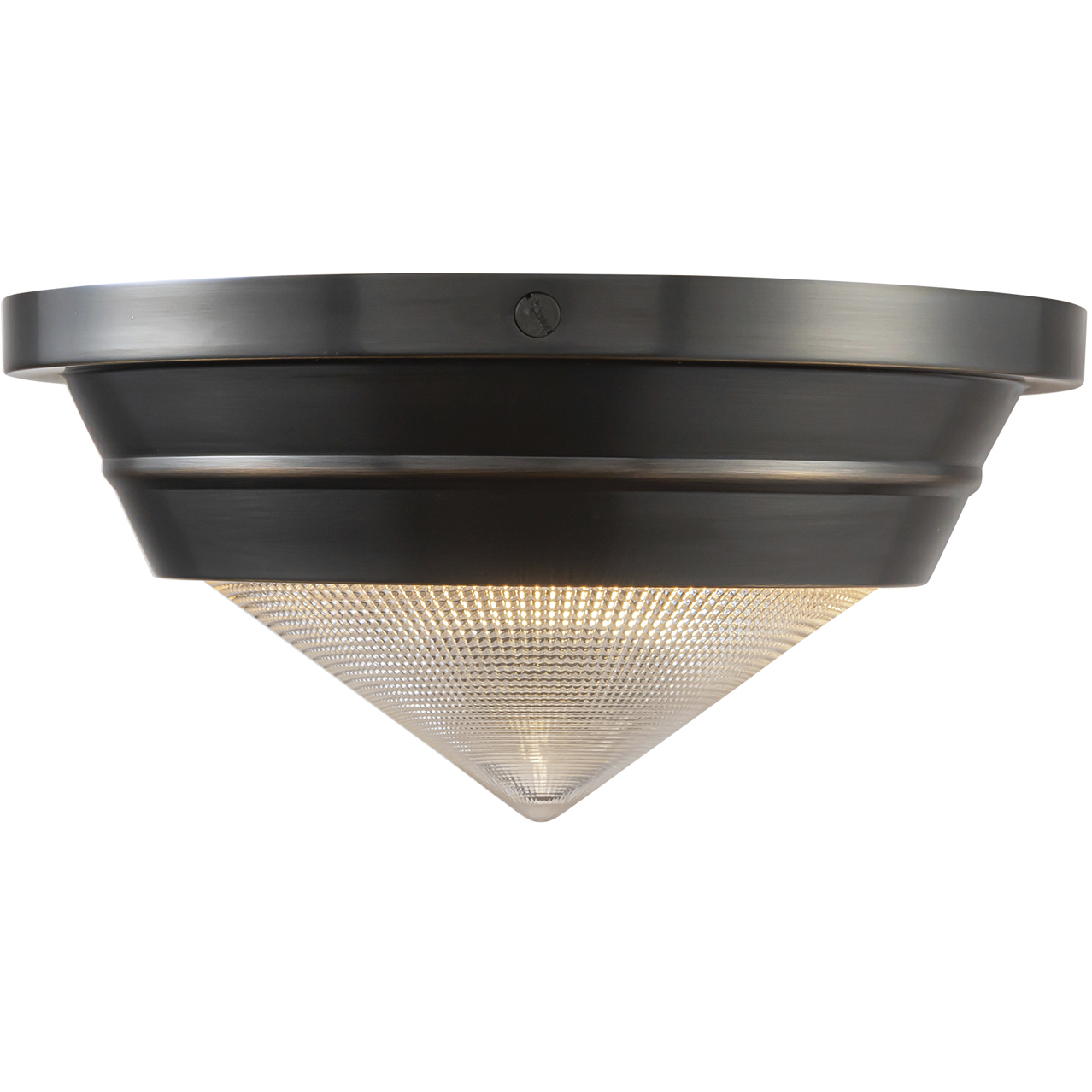 Willard 1 Light 10.13 inch Urban Bronze/Prismatic Glass Flush Mount Ceiling Light in Clear Prismatic Glass