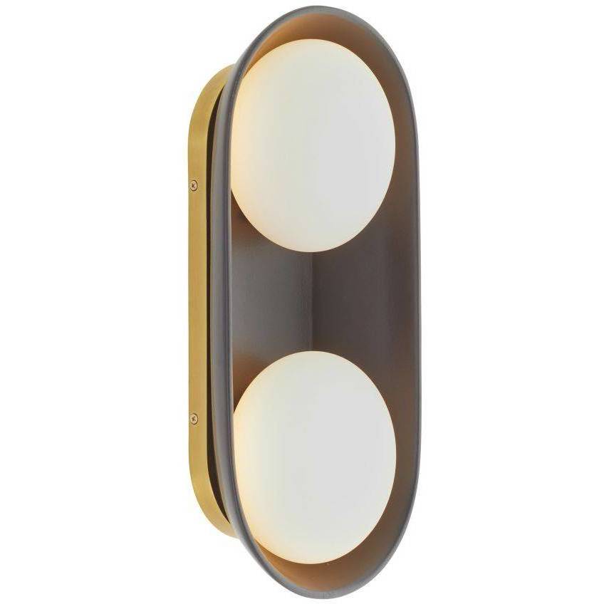 Glaze 2 Light 8 inch Antique Brass, Matte Black Ceramic ADA Sconce Wall Light, Large