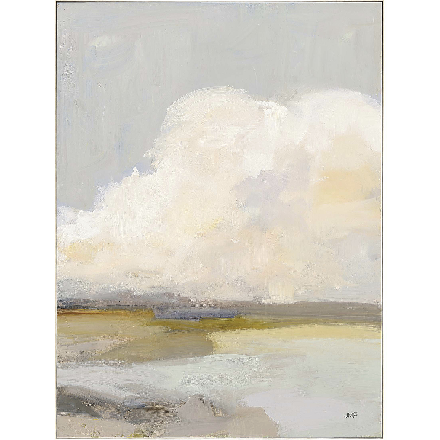 Dream of Clouds / Where Land Meets Sky Blue and Gray and Yellow Framed Art