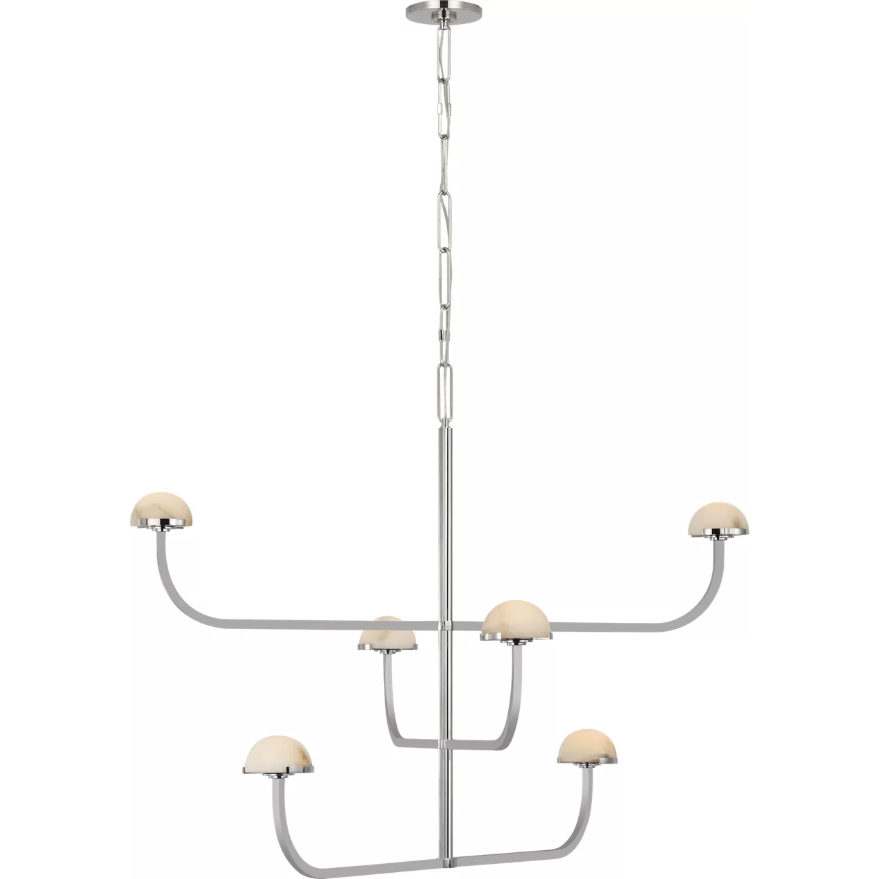 Kelly Wearstler Pedra LED 40.75 inch Polished Nickel Three Tier Shallow Chandelier Ceiling Light
