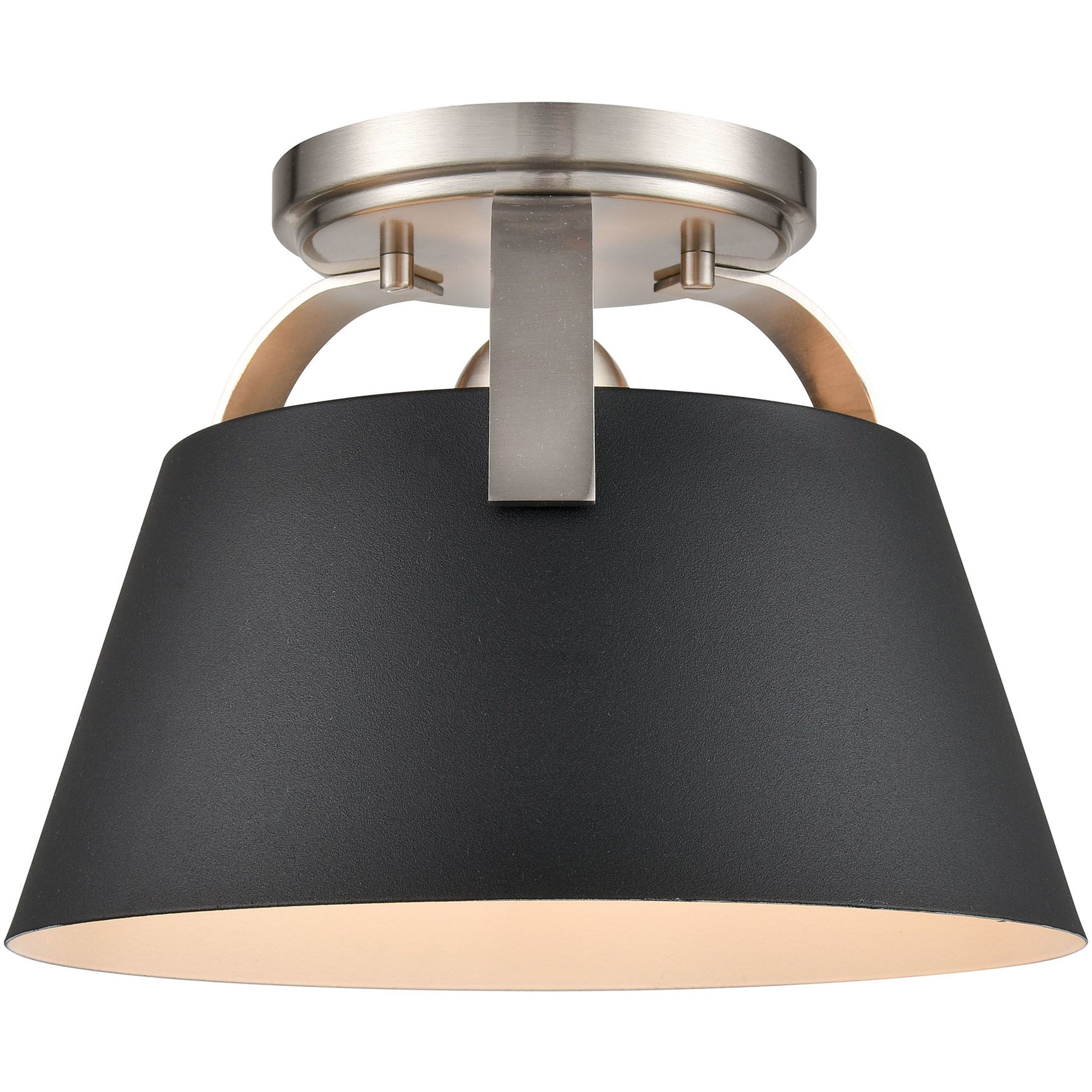 Jepson 1 Light 9.5 inch Brushed Nickel with Matte Black Semi Flush Mount Ceiling Light