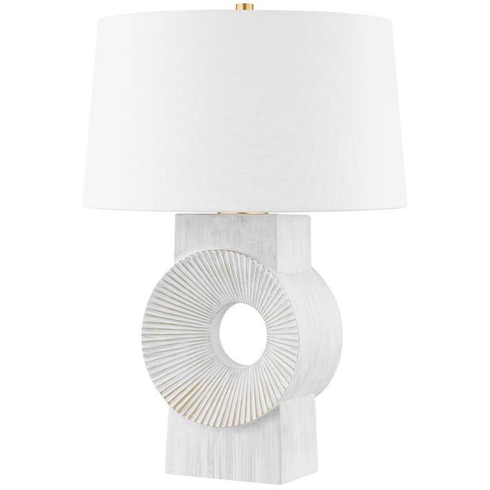 Milner 25.75 inch 60 watt Aged Brass and Whitewash Ceramic Table Lamp Portable Light