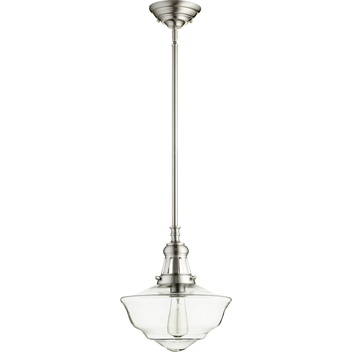 Schoolhouse 1 Light 12 inch Satin Nickel Pendant Ceiling Light