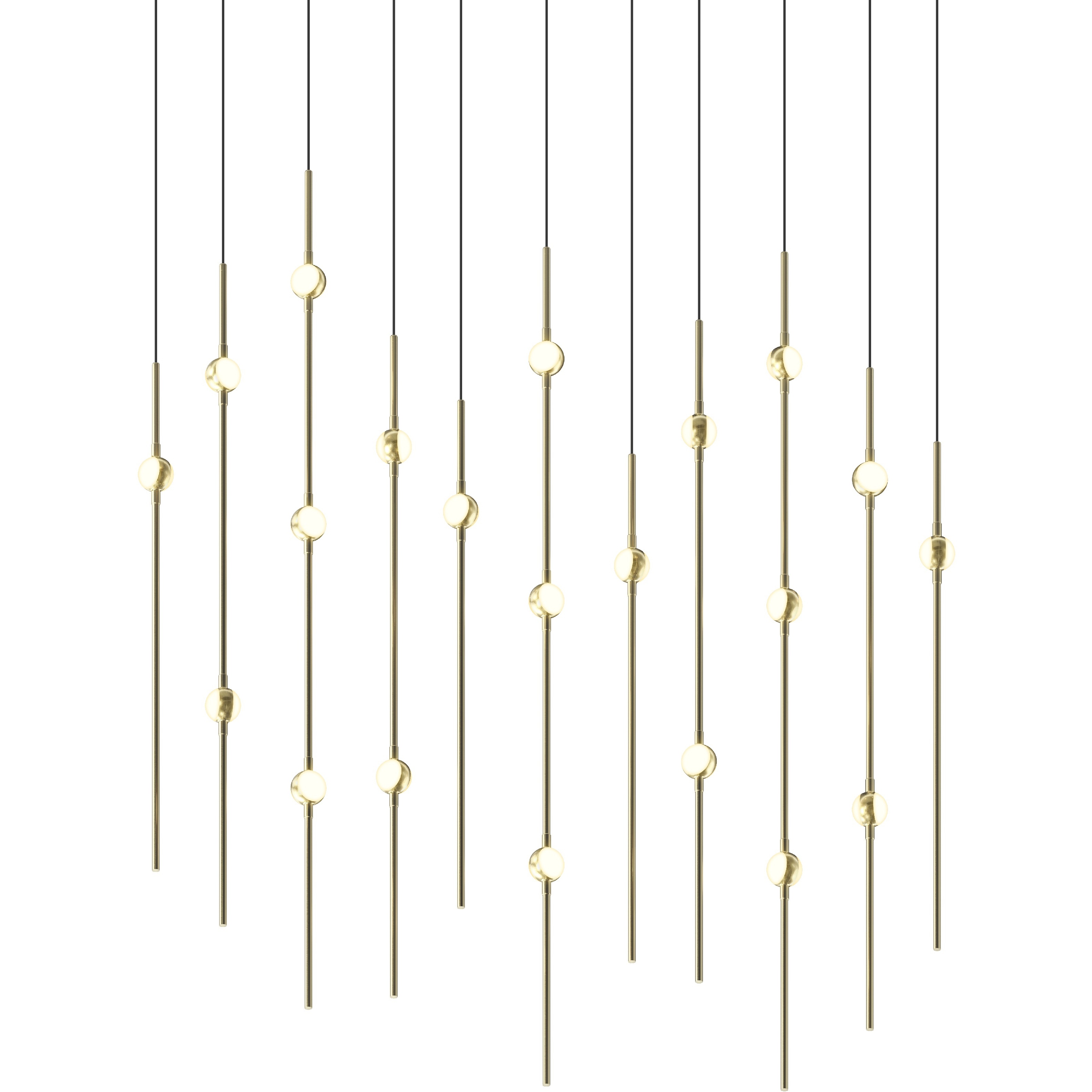 Constellation Aries LED 35.5 inch Satin Brass Pendant Ceiling Light in 3000K, White Optical Acrylic, 10 FT. Cord