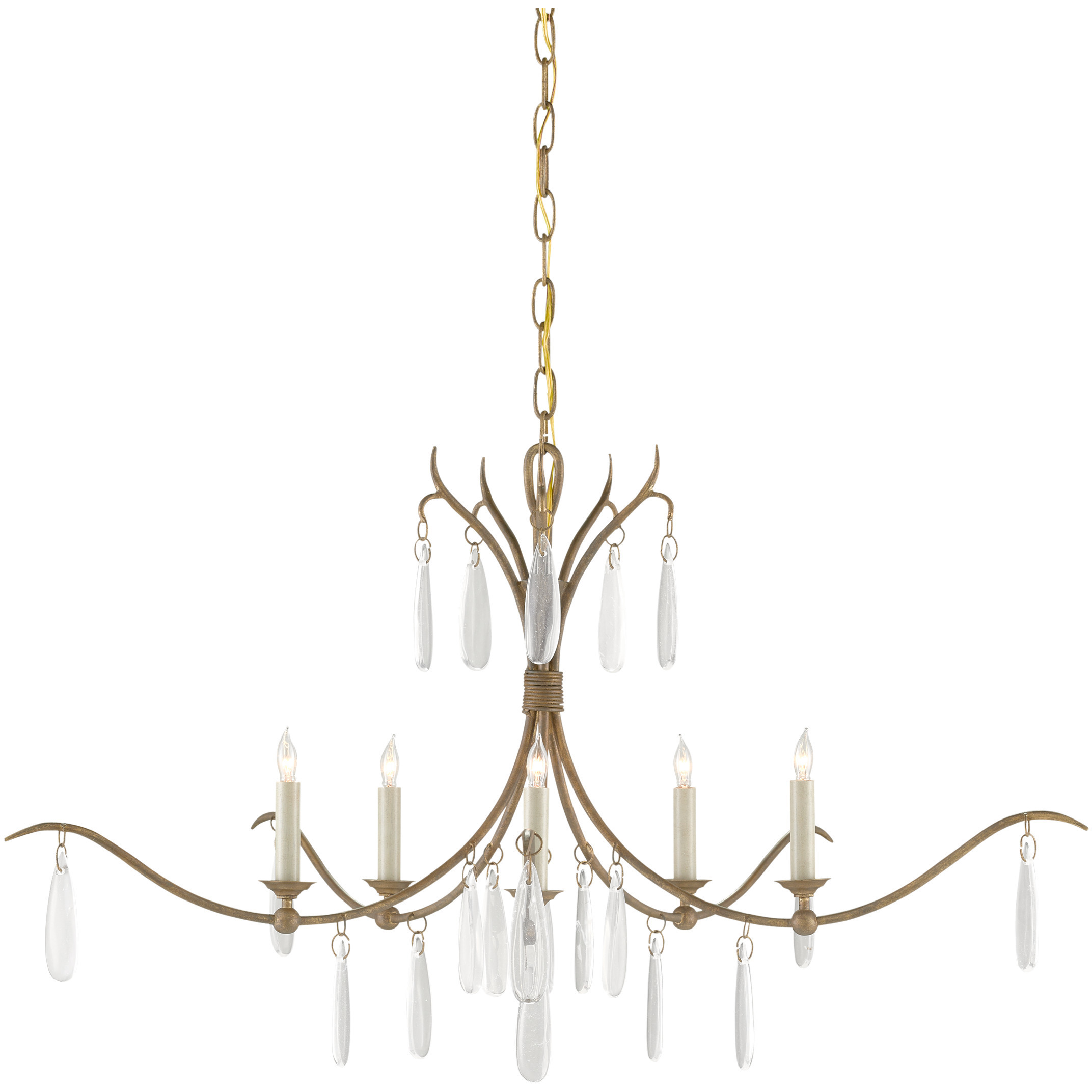 Marshallia 5 Light 38 inch Rustic Gold Chandelier Ceiling Light, Small