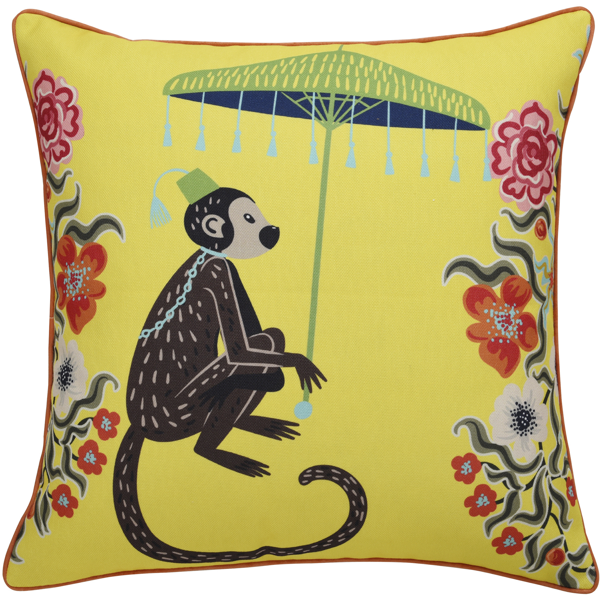 Maharaja Monkey 24 X 6 inch Yellow Pillow