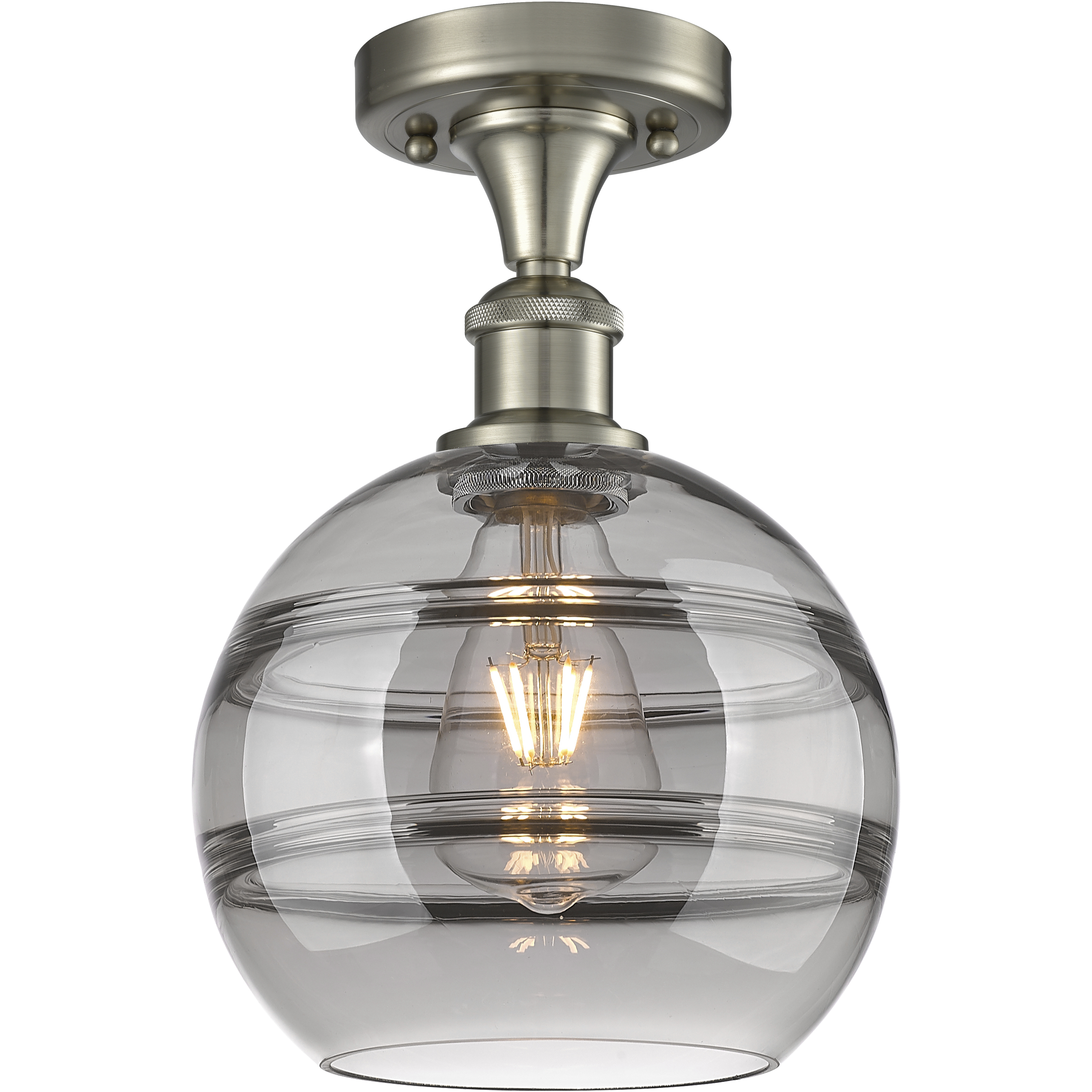 Edison Rochester 1 Light 8 inch Brushed Satin Nickel Semi-Flush Mount Ceiling Light