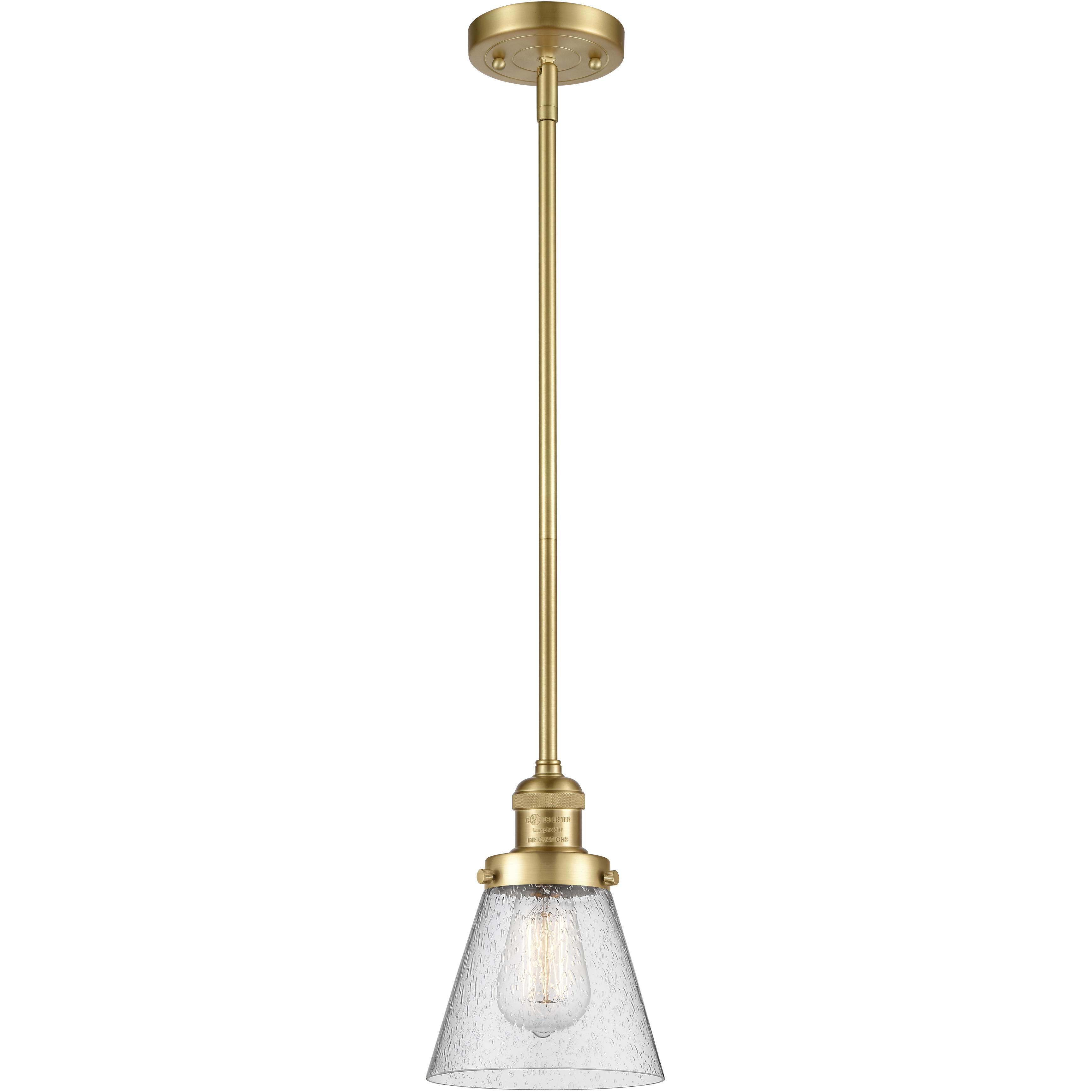 Franklin Restoration Cone 1 Light 6 inch Satin Gold Mini Pendant Ceiling Light in Incandescent, Seedy, Franklin Restoration