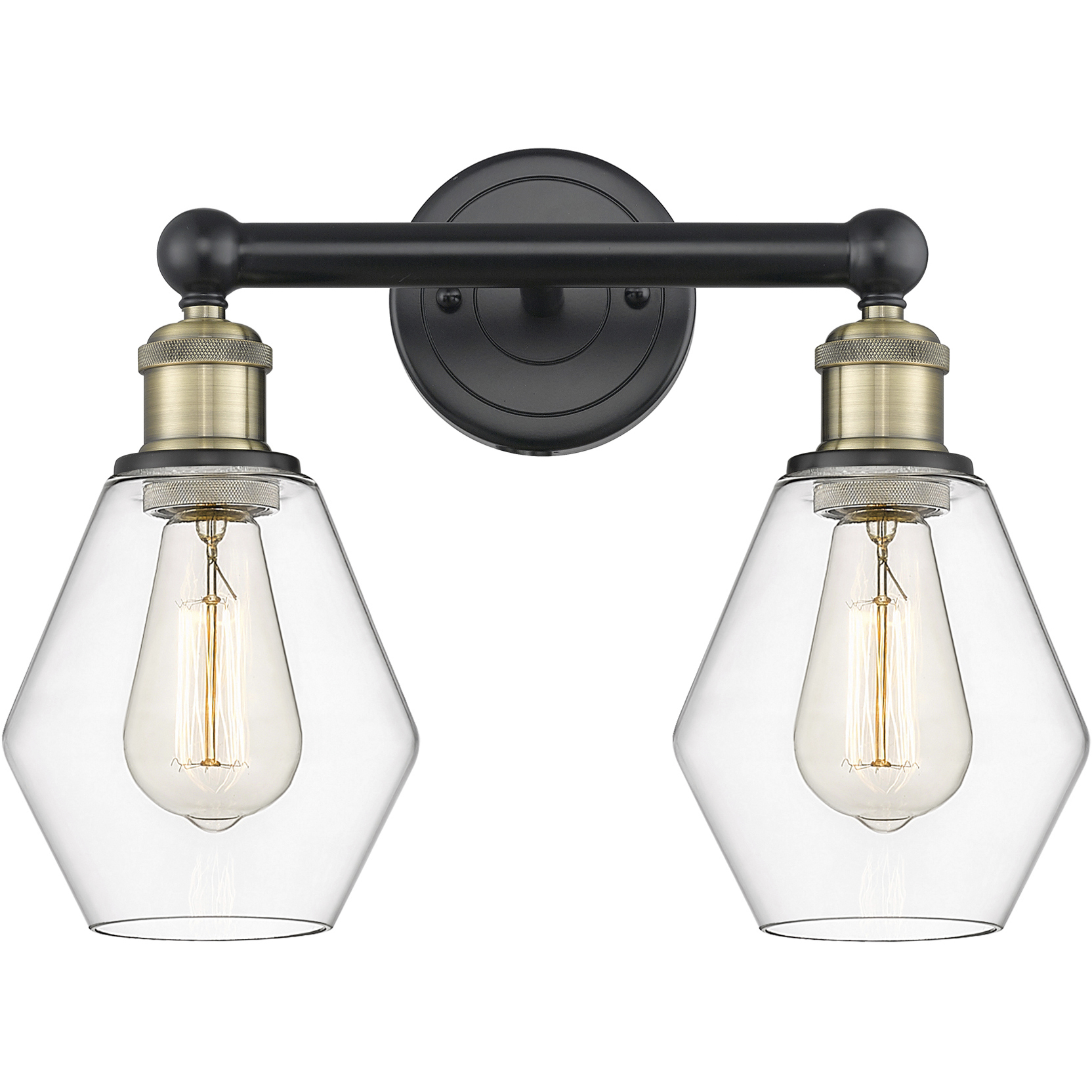 Cindyrella 2 Light 15 inch Black Antique Brass Bath Vanity Light Wall Light in Clear