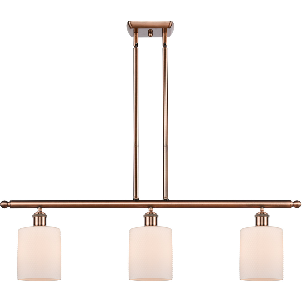 Ballston Cobbleskill LED 36 inch Antique Copper Island Light Ceiling Light in Matte White Glass, Ballston