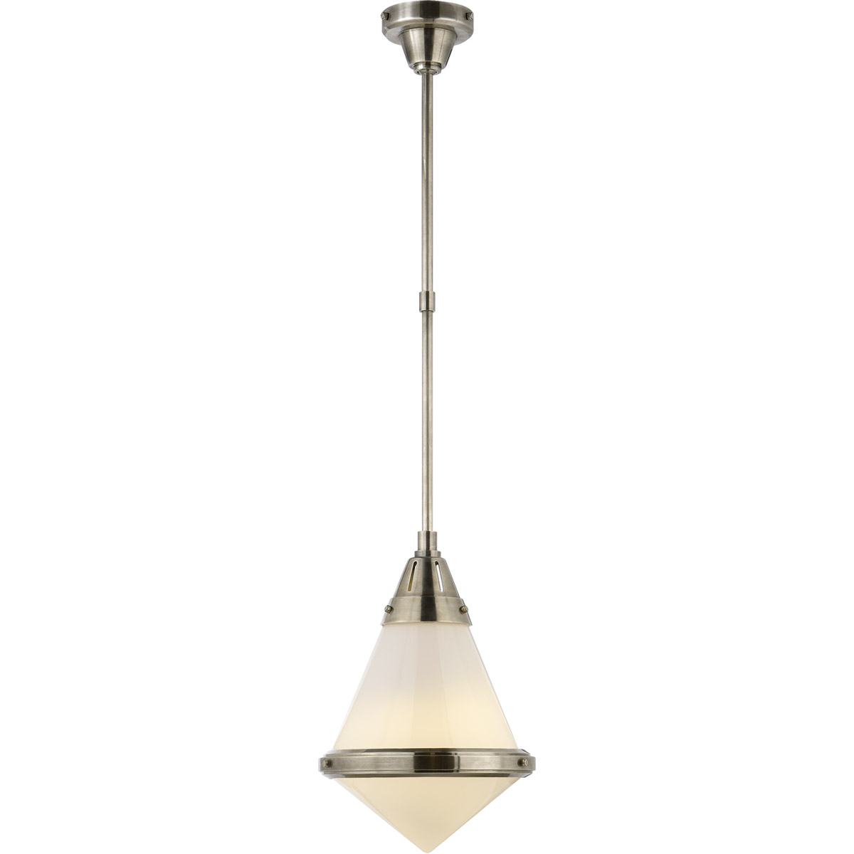 Thomas O'Brien Gale 1 Light 11.25 inch Antique Nickel Pendant Ceiling Light in White Glass, Small