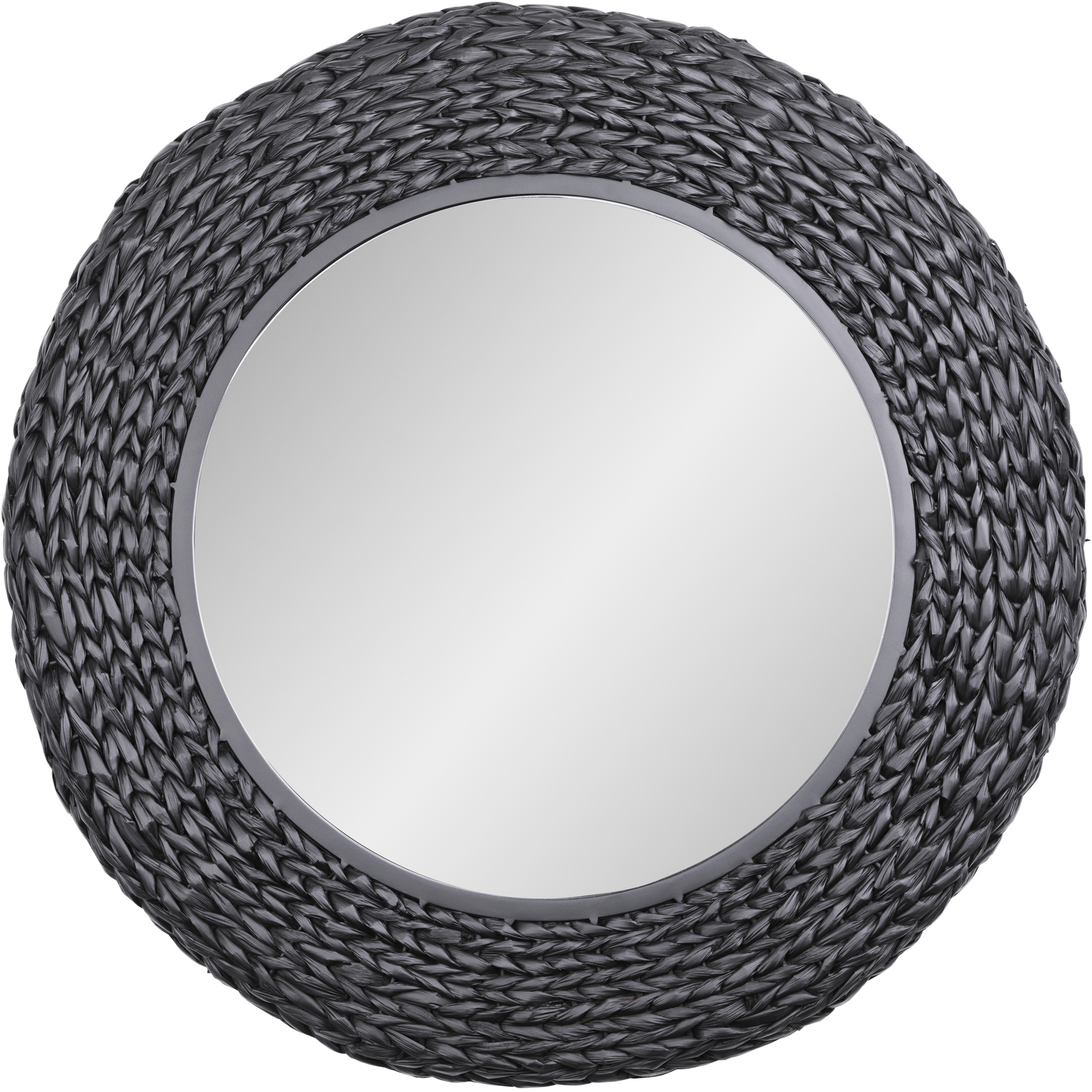 Athena 30.25 X 30.25 inch Matte Black with Black Seagrass Wall Mirror