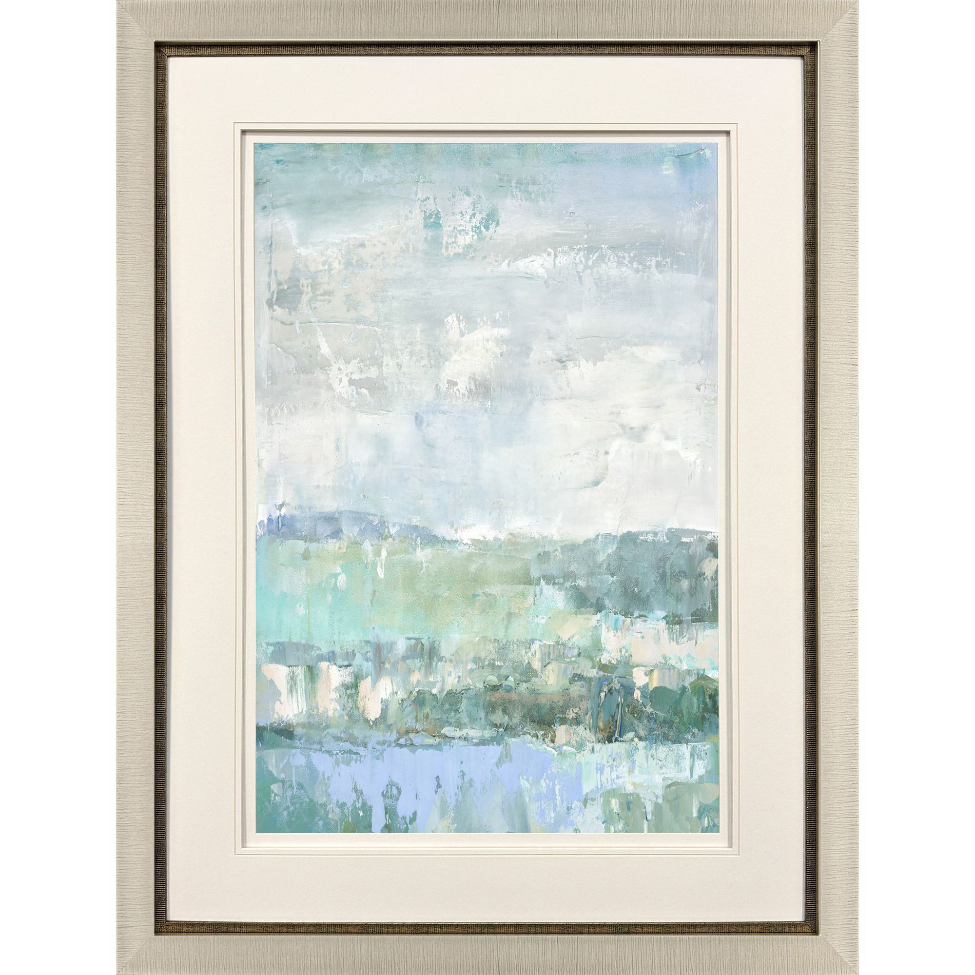 Serene Blue and Green and White Framed Art