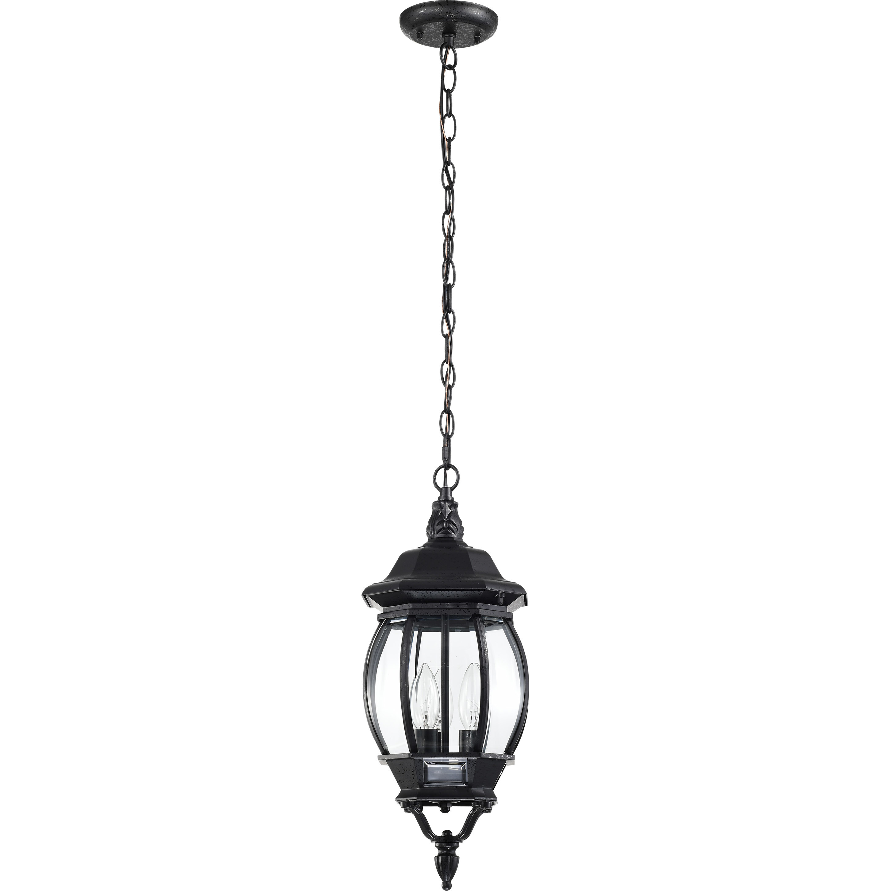 Central Park 3 Light 7.38 inch Textured Black Outdoor Hanging Lantern