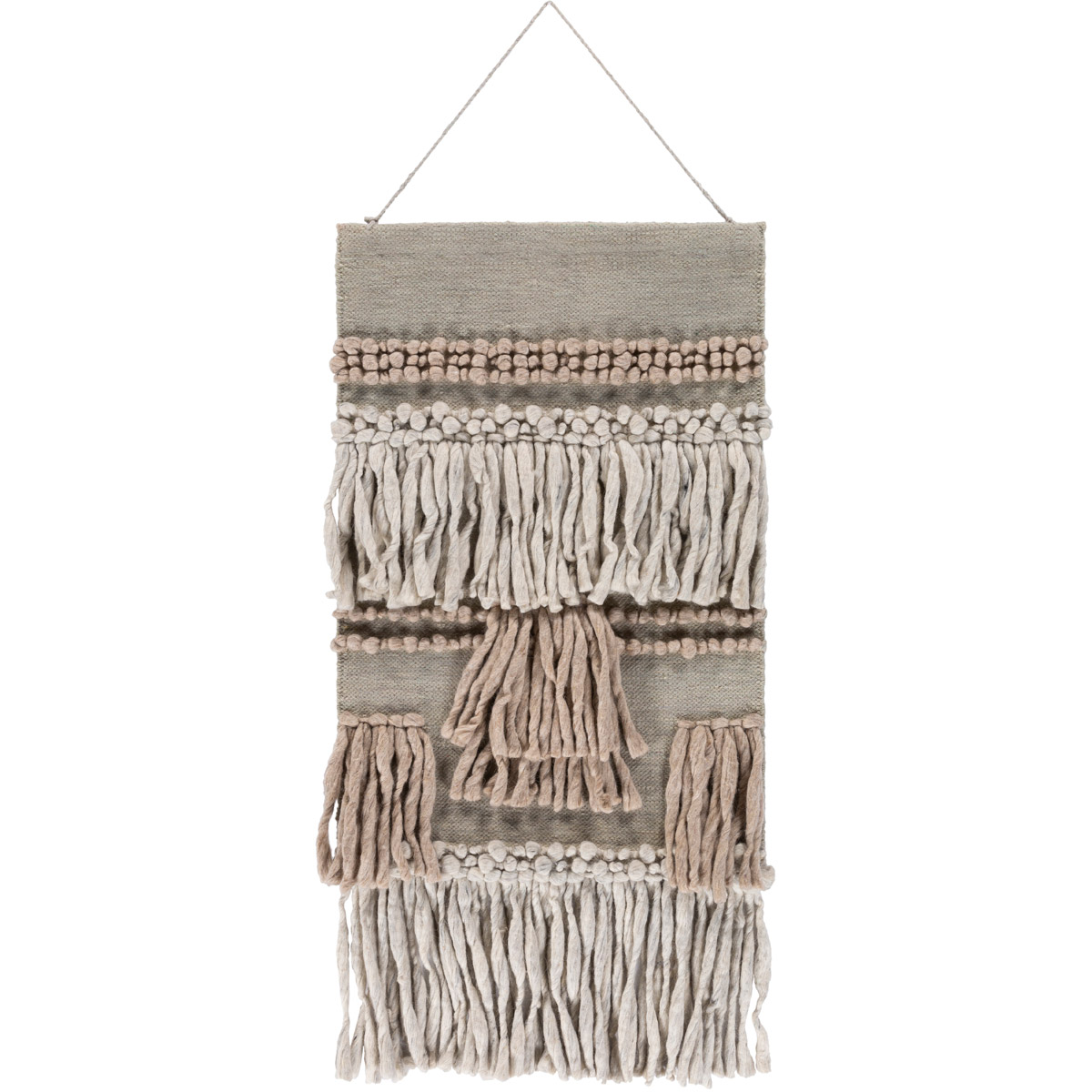 Hallie Khaki/Beige/Ivory/Charcoal Wall Hangings, Rectangle