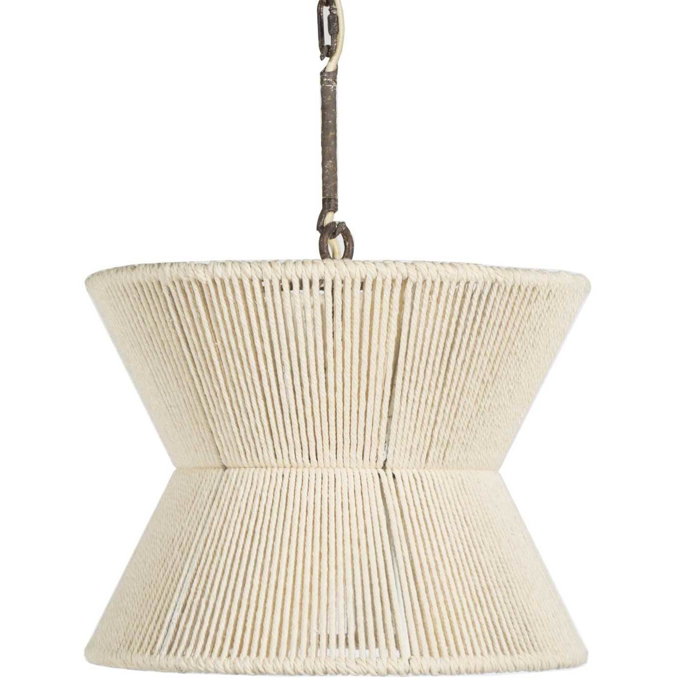 Gordon 1 Light 16 inch White Cotton Rope / Rust Pendant Ceiling Light