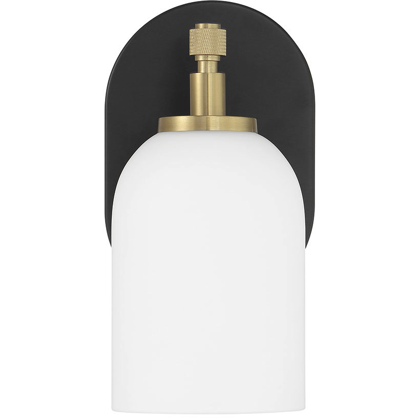 Council 1 Light 4.75 inch Flat Black/Satin Brass Wall Sconce Wall Light in Clear Swirl Textured Glass