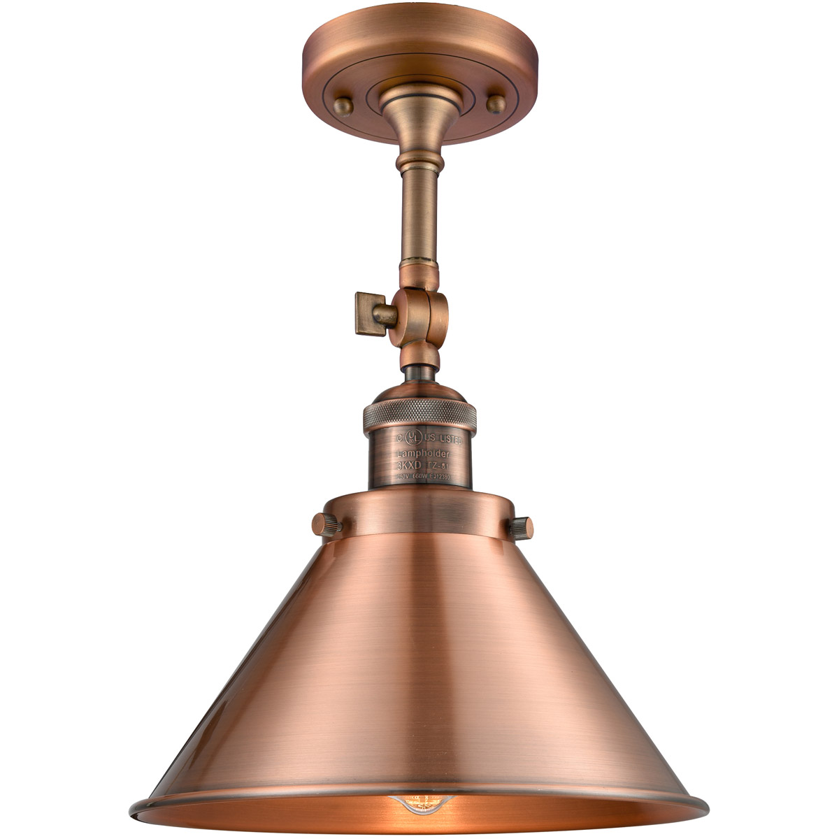 Franklin Restoration Briarcliff LED 10 inch Antique Copper Semi-Flush Mount Ceiling Light, Franklin Restoration
