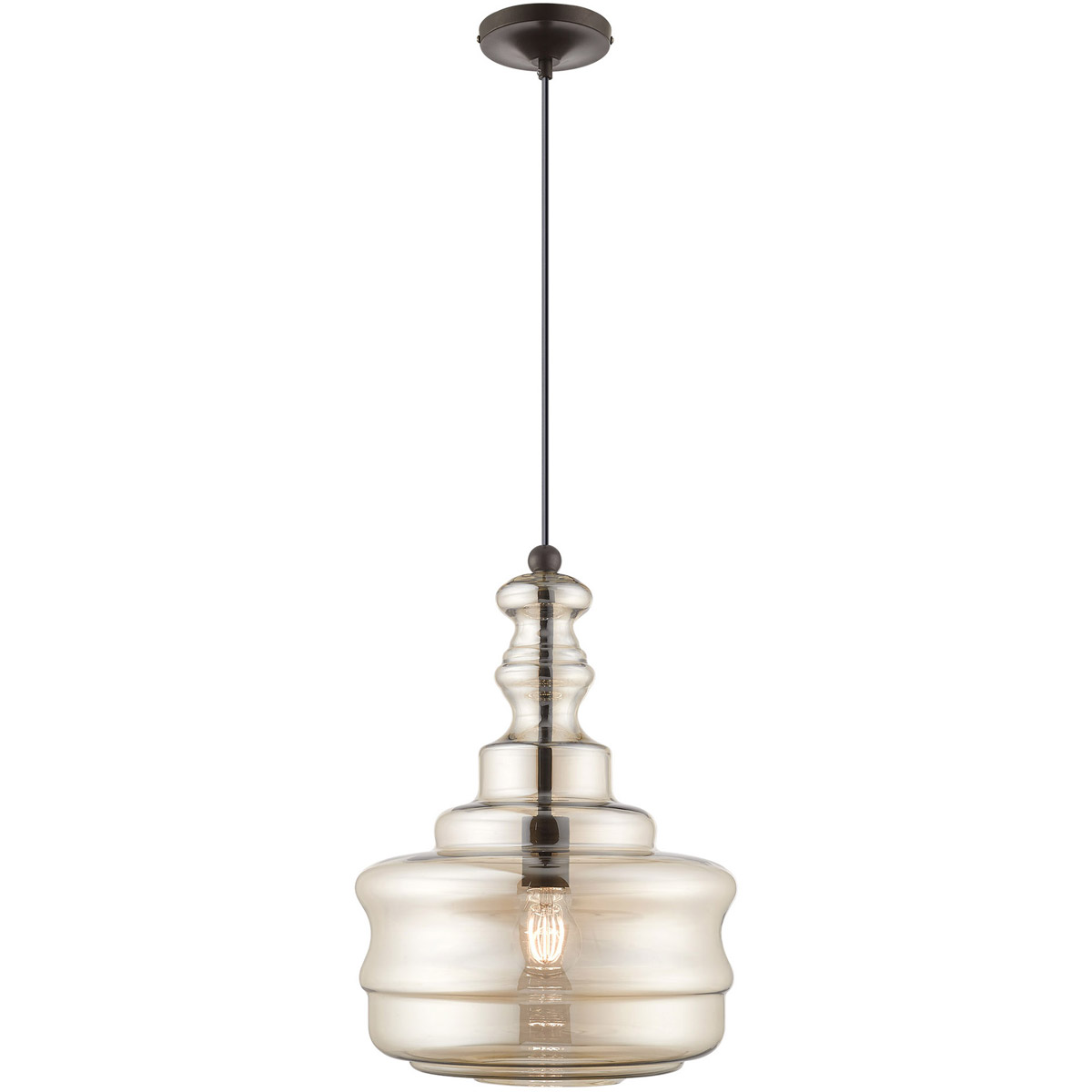 Art Glass 1 Light 12.63 inch English Bronze Mini Pendant Ceiling Light