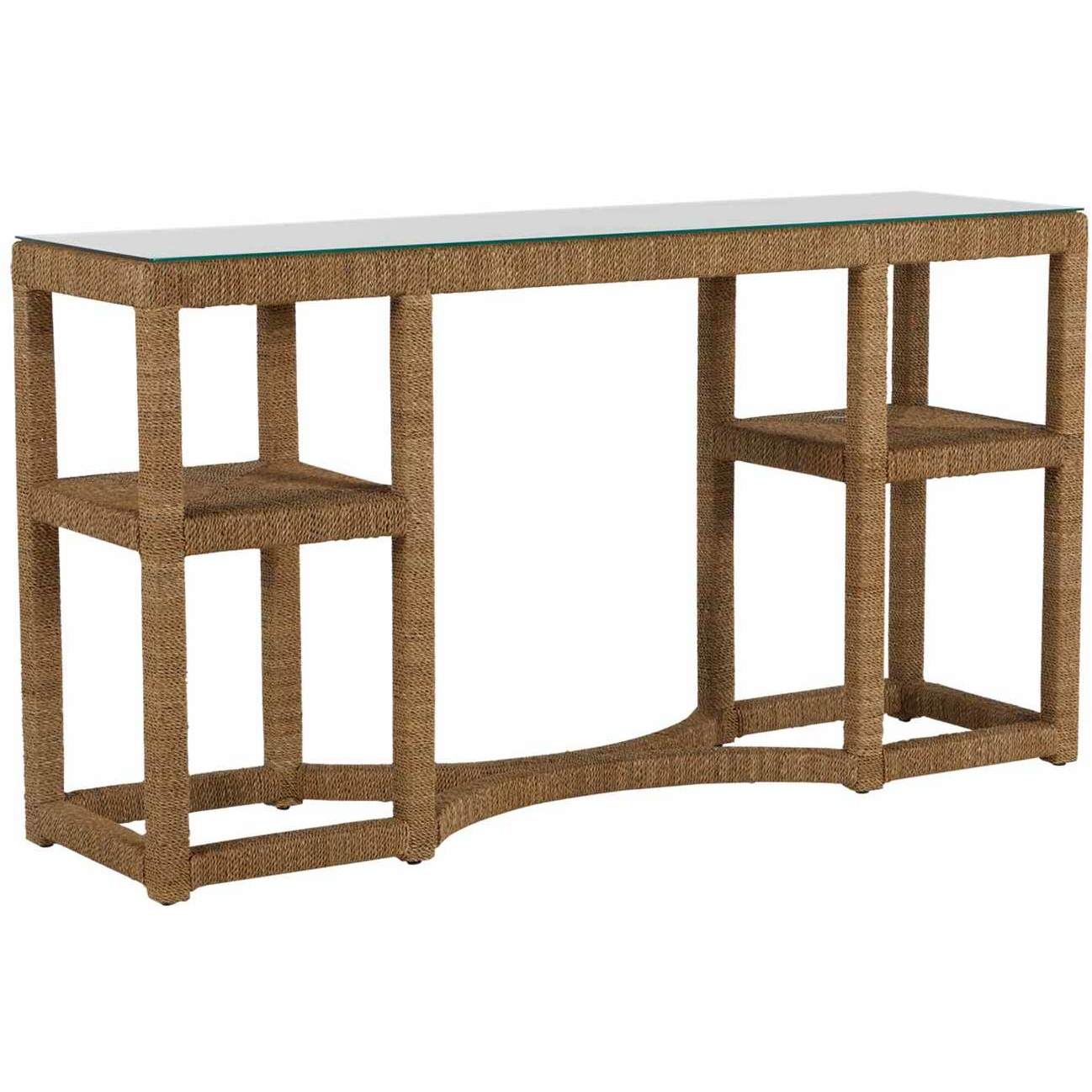 Dandridge 64 X 17 inch Natural Seagrass / Tempered Glass Console Table