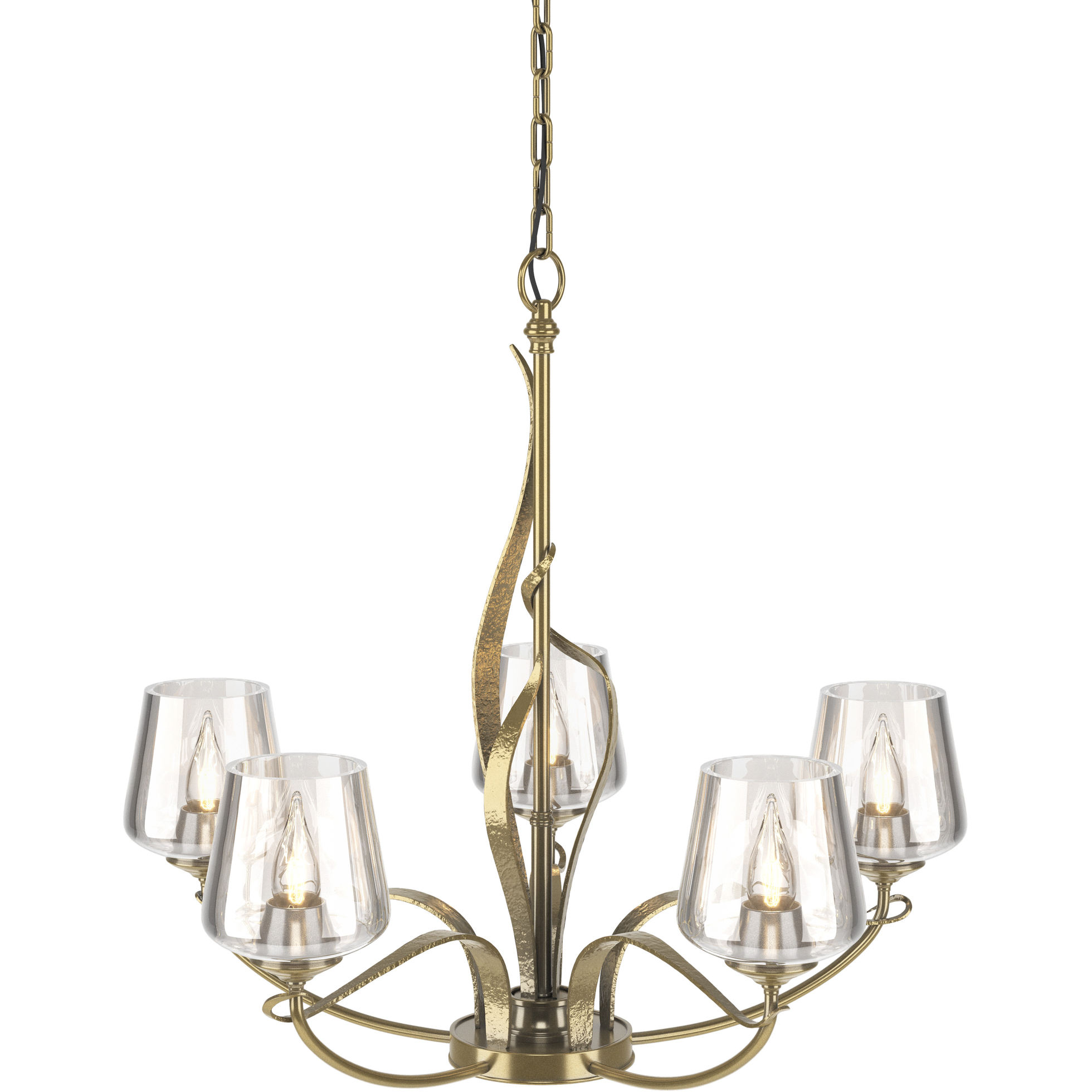 Flora 5 Light 26.7 inch Modern Brass Chandelier Ceiling Light in Clear