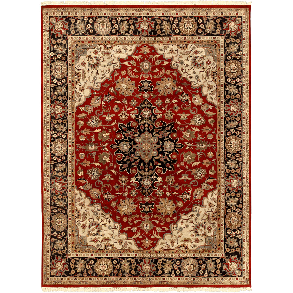Taj Mahal 138 X 102 inch Dark Red, Black, Dark Brown, Tan, Beige Rug