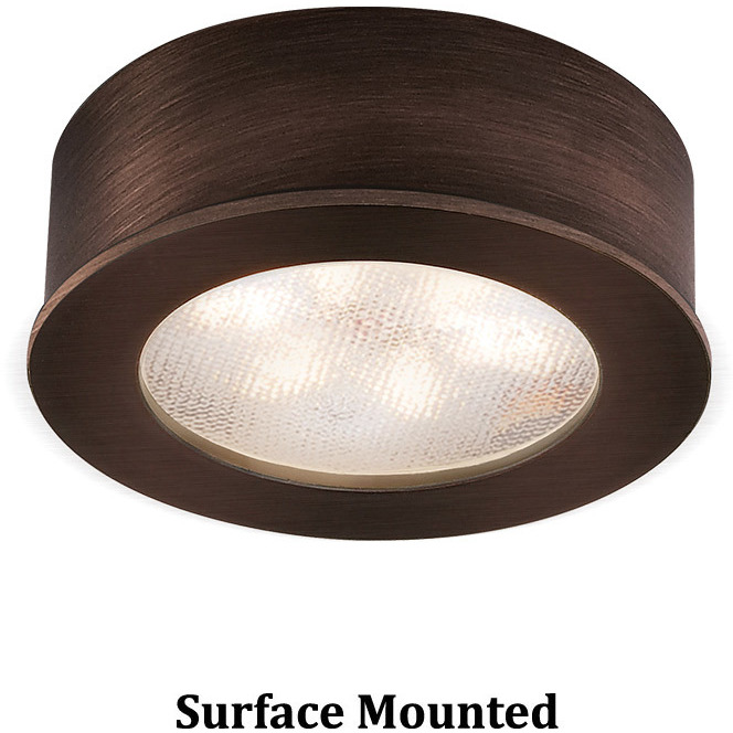 LED Button Light 24 LED 2.25 inch Copper Bronze Puck Light in 2700K