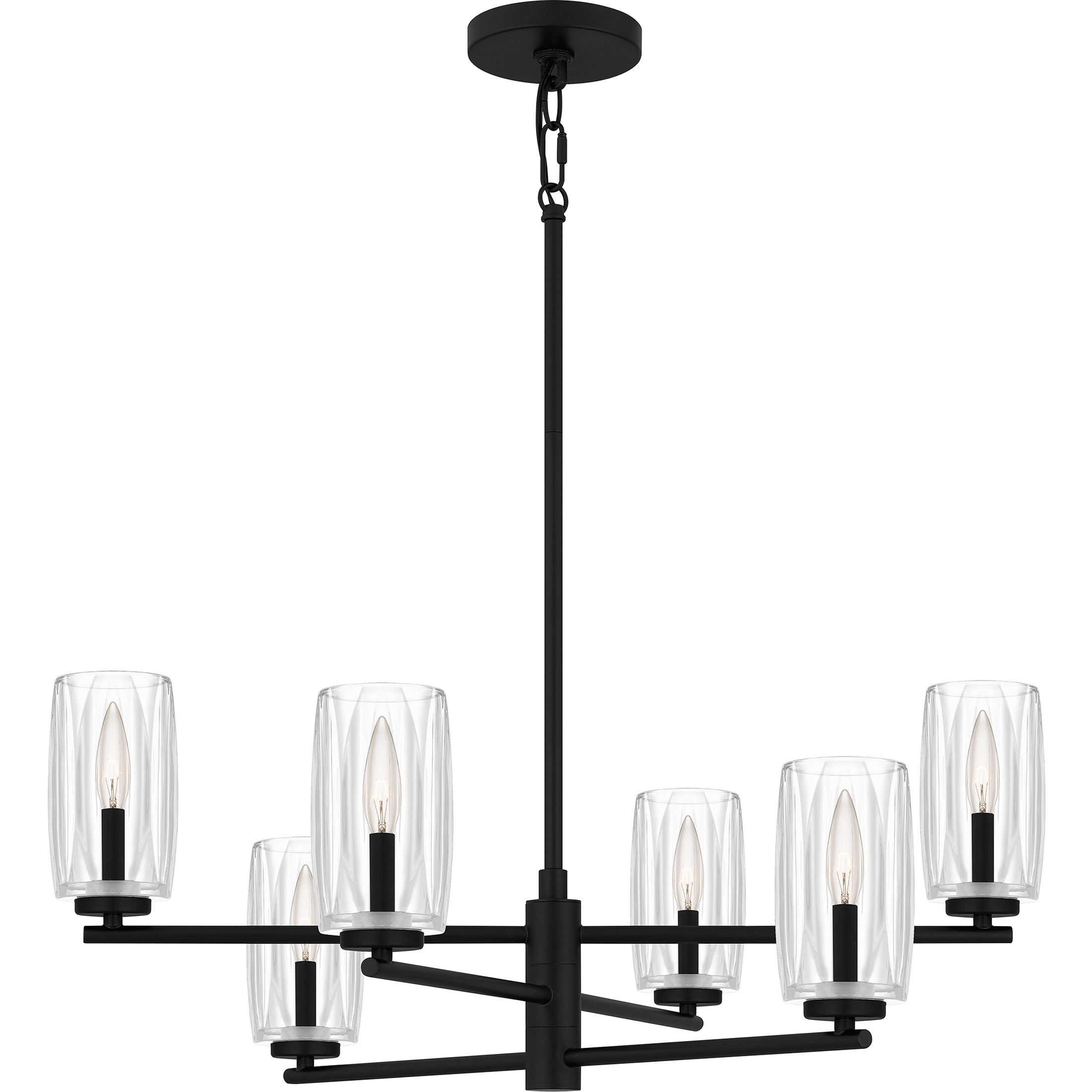 Cunningham 6 Light 26.75 inch Matte Black Chandelier Ceiling Light