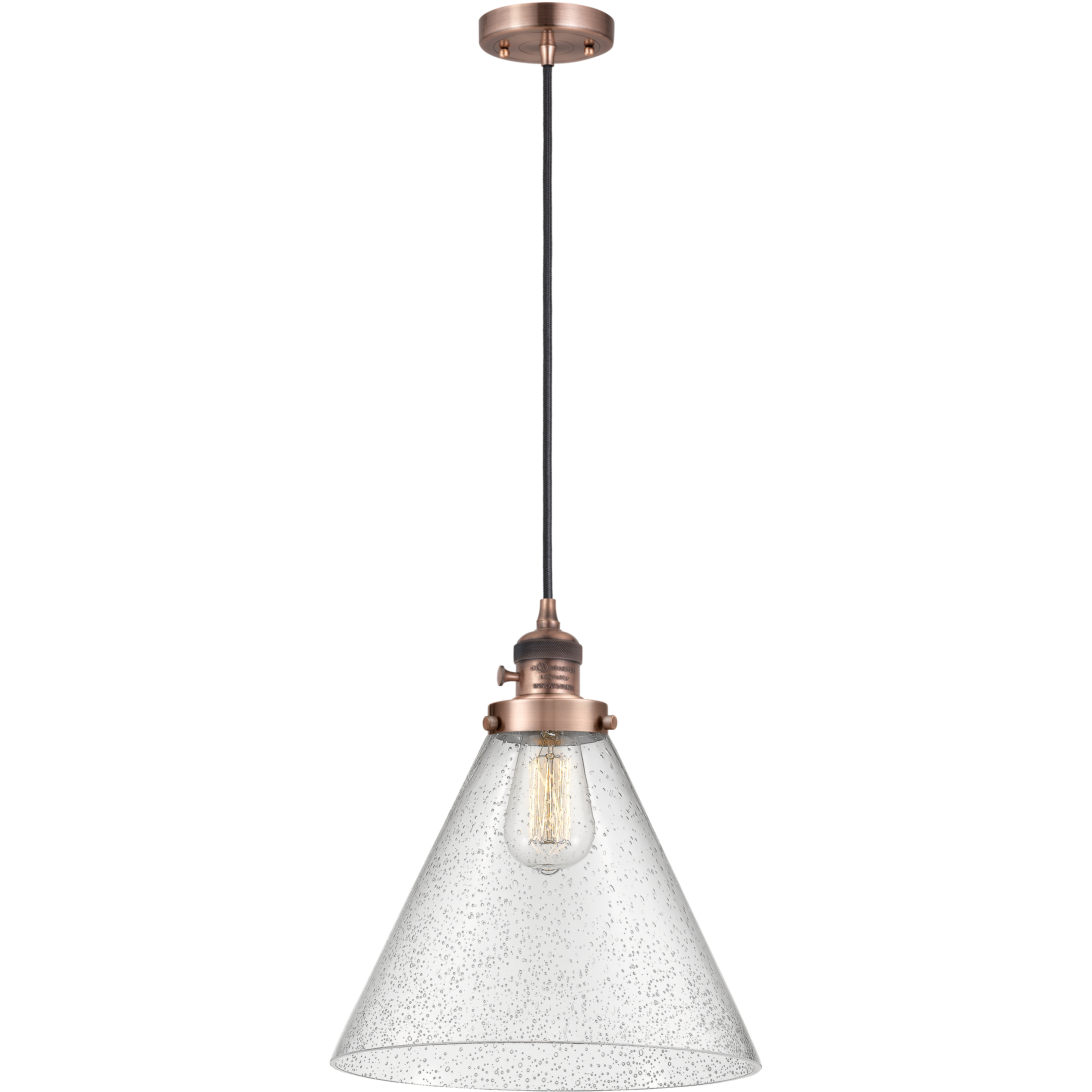 Franklin Restoration Cone 1 Light 12 inch Antique Copper Mini Pendant Ceiling Light in Incandescent, Seedy
