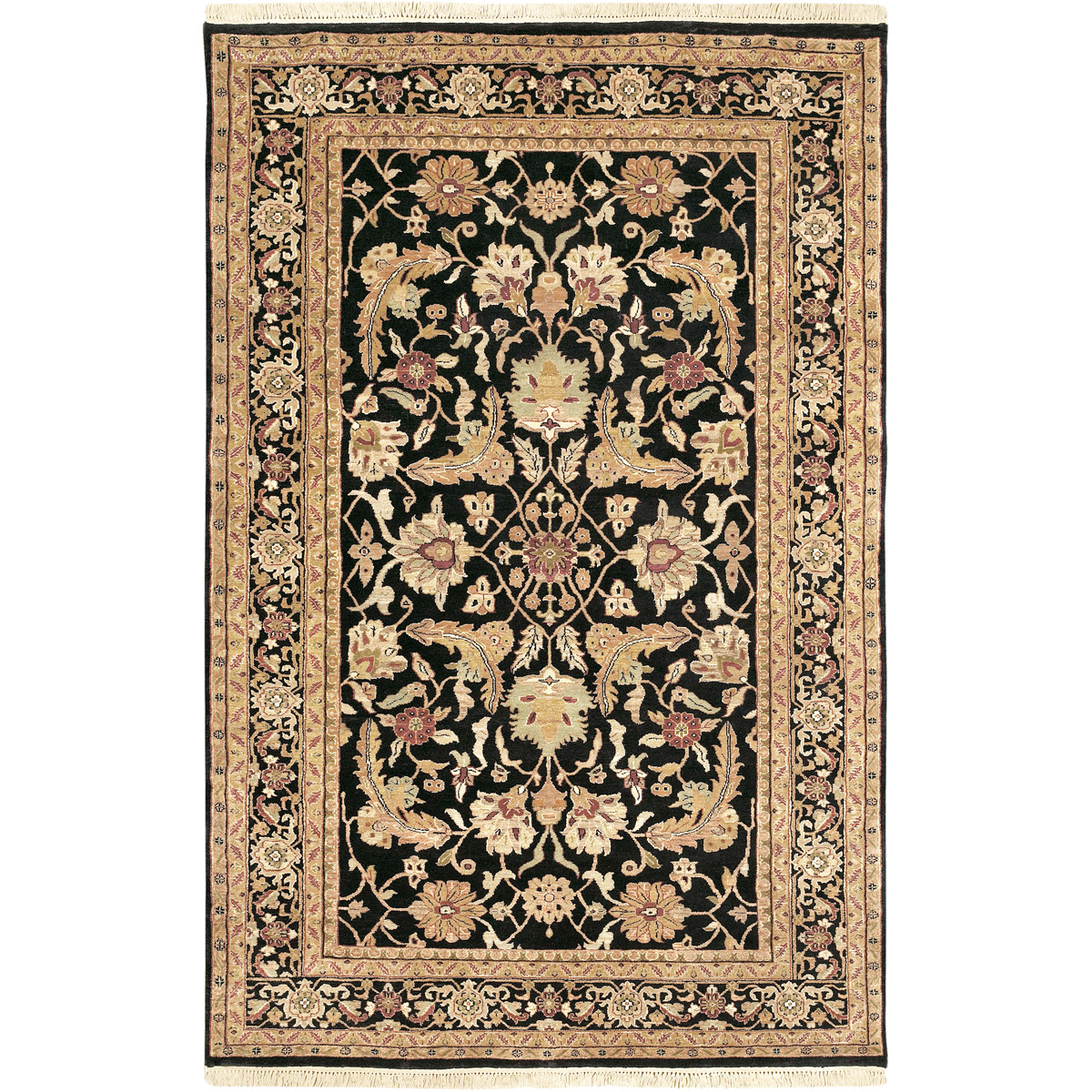 Taj Mahal 66 X 42 inch Black and Yellow Area Rug, Wool