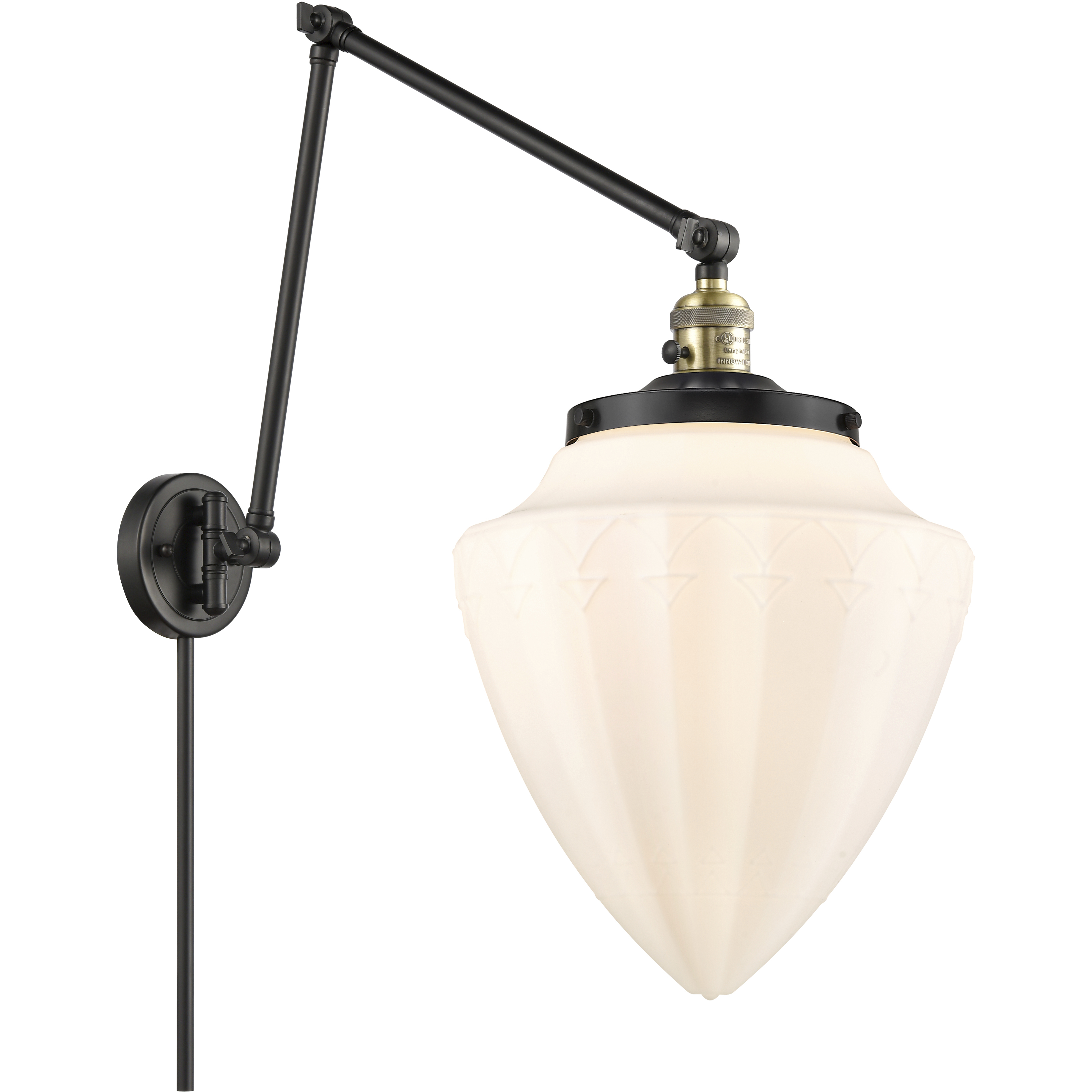 Franklin Restoration Bullet 34 inch 6.00 watt Black Antique Brass Swing Arm Wall Light