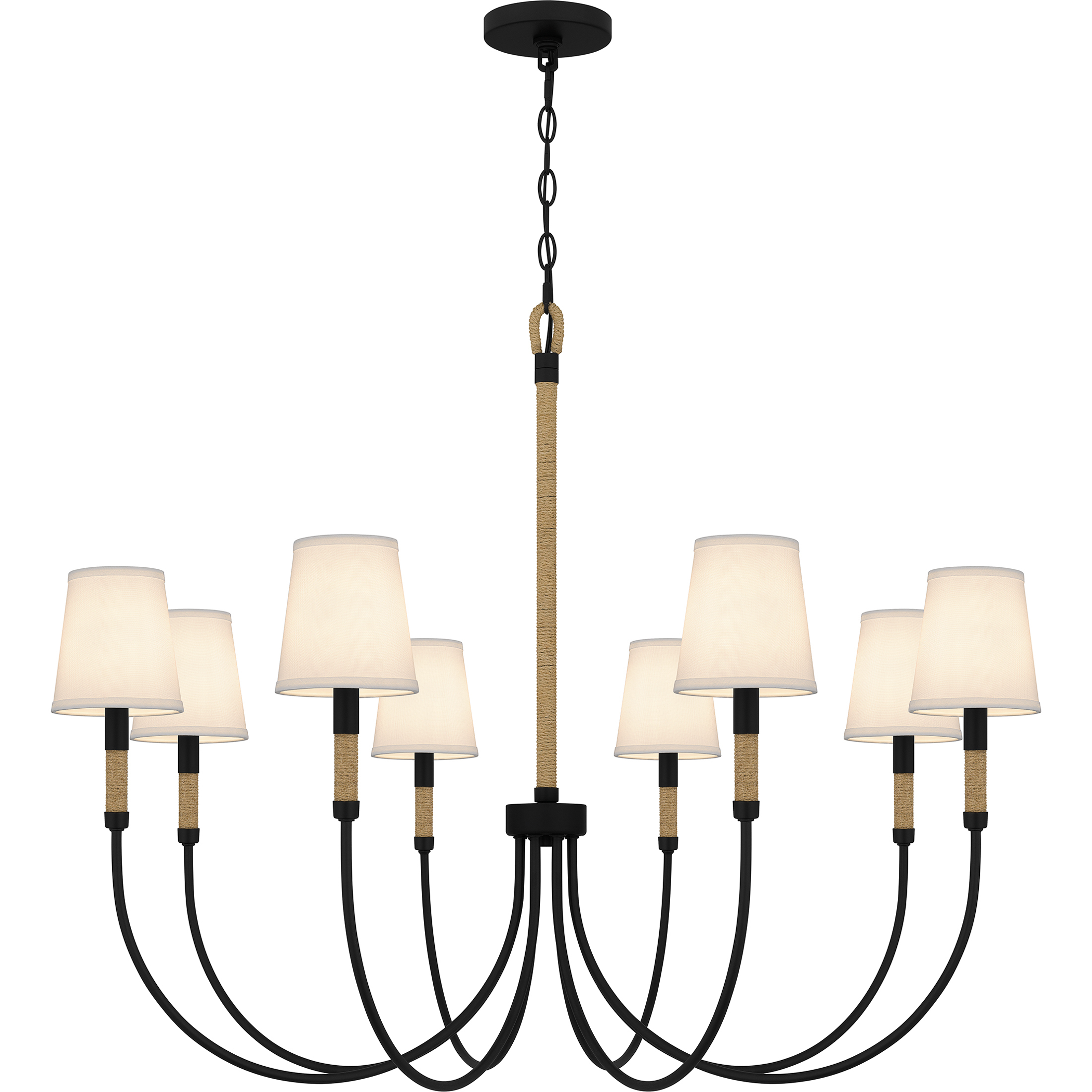 Bayside 8 Light 39 inch Matte Black Chandelier Ceiling Light