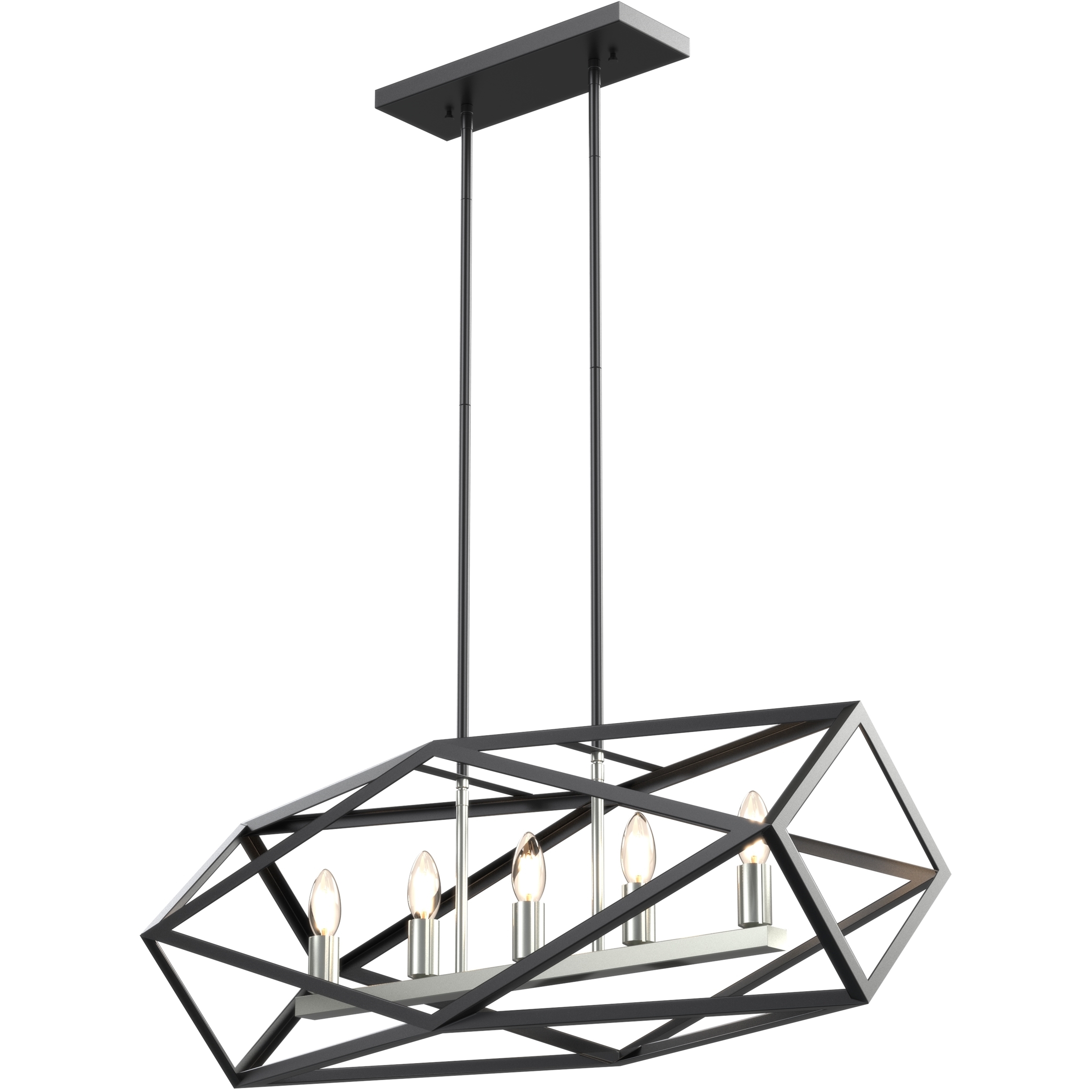 Polygon Linear Ceiling Light in Satin Nickel and Graphite