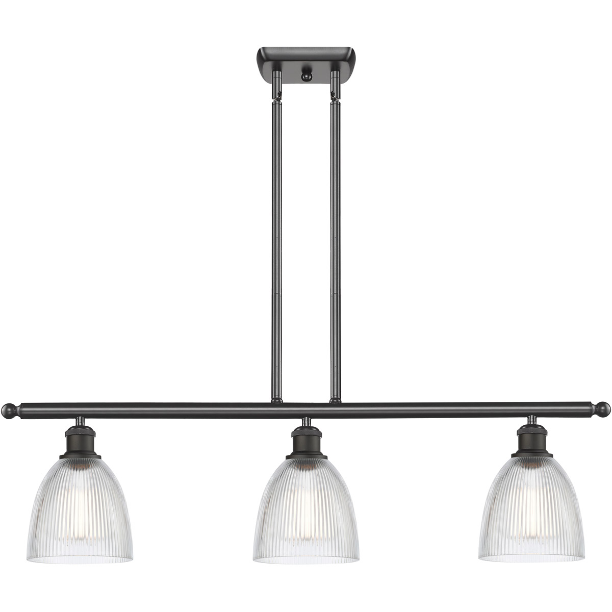 Ballston Castile 3 Light 36 inch Oil Rubbed Bronze Island Light Ceiling Light in Clear Glass, Ballston