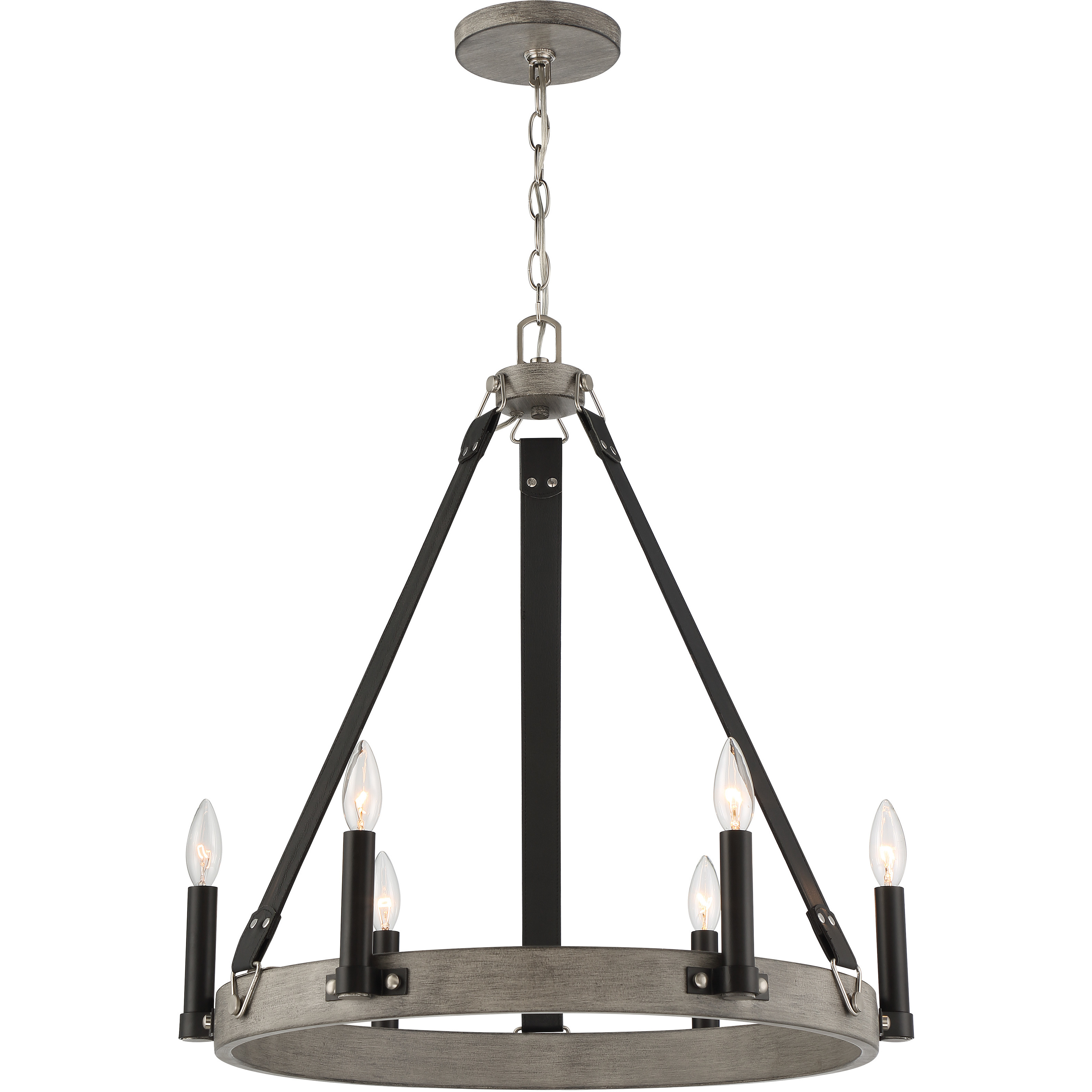 Rawson Ridge 6 Light 24.13 inch Aged Silverwood/Coal Chandelier Ceiling Light