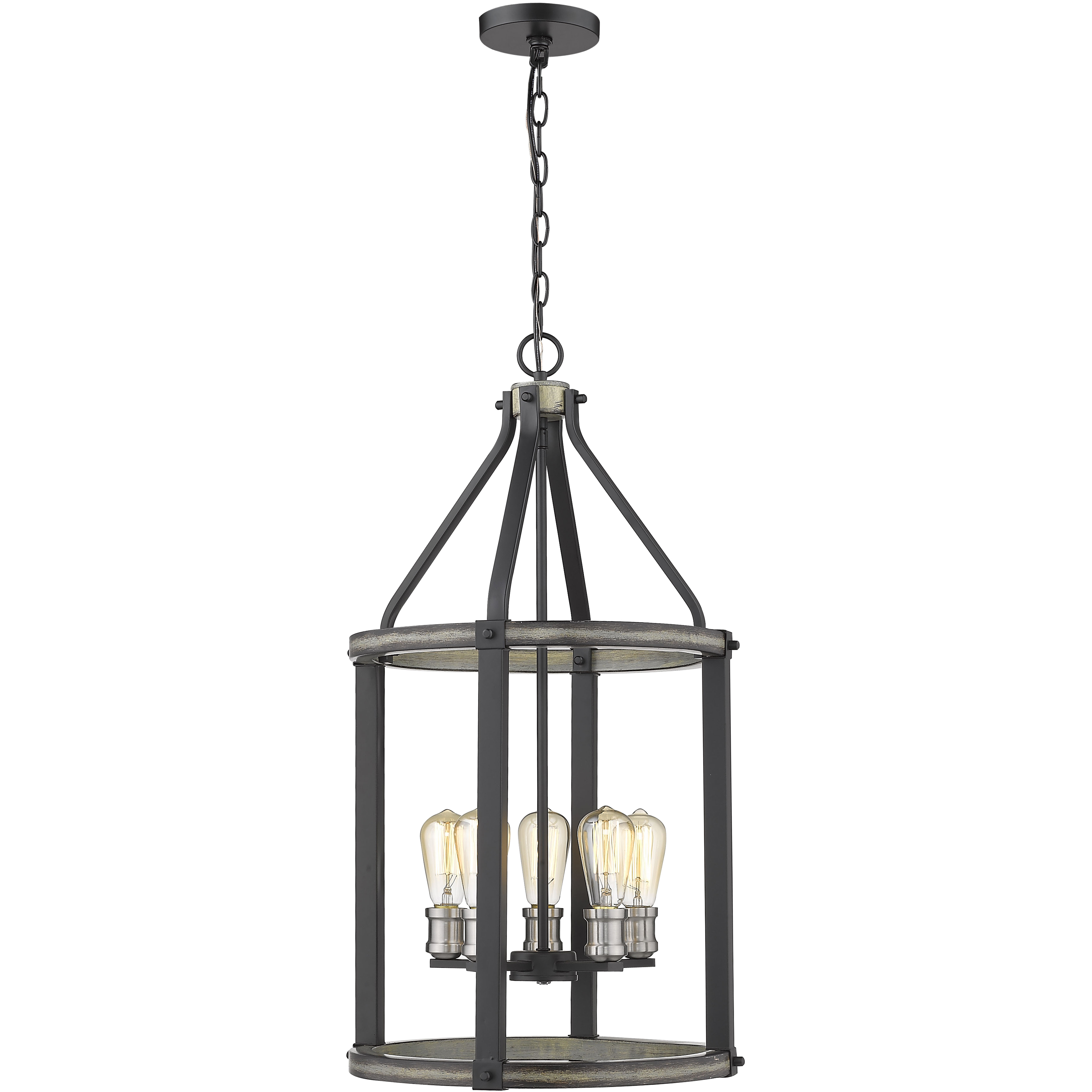 Kirkland 5 Light 16 inch Ashen Barnboard Chandelier Ceiling Light