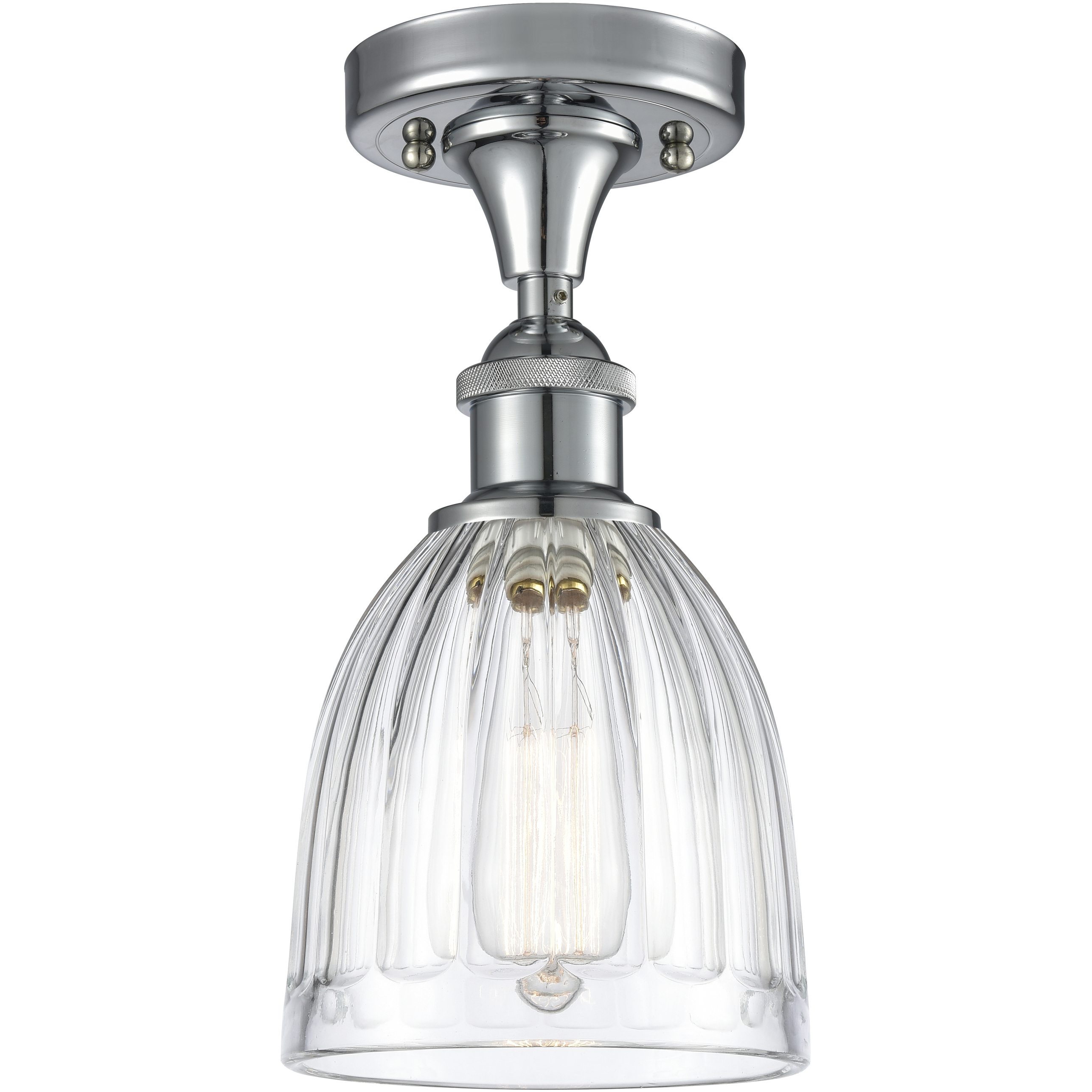 Edison Brookfield 1 Light 6 inch Polished Chrome Semi-Flush Mount Ceiling Light in Clear Glass