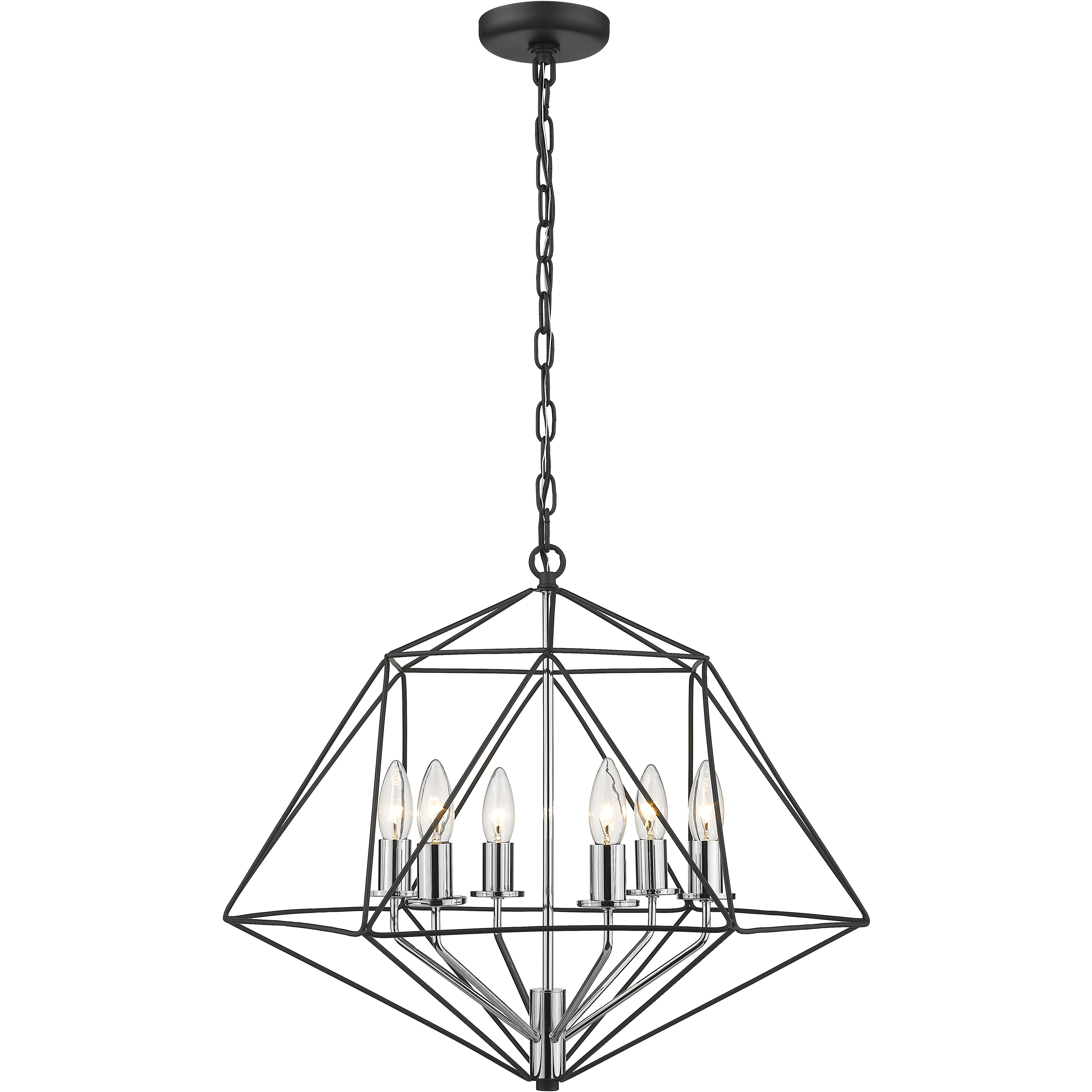 Geo 6 Light 22.25 inch Matte Black and Chrome Chandelier Ceiling Light