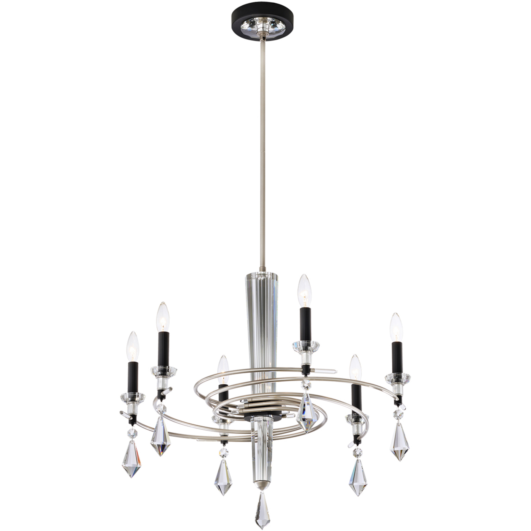 Signature Tempest 6 Light 28.5 inch Soft Silver/Black Chandelier Ceiling Light in Soft Gold/Black