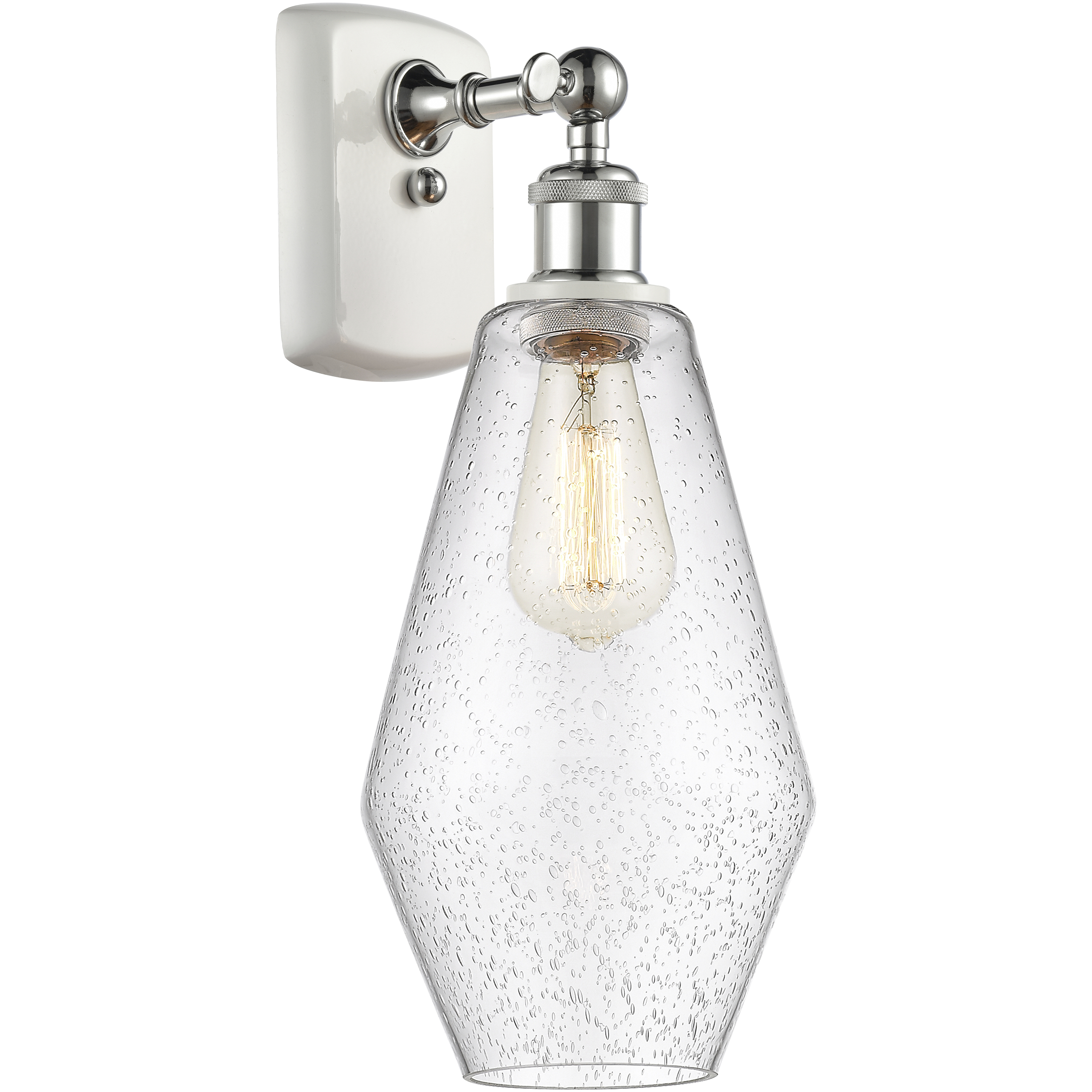 Ballston Cindyrella LED 7 inch White and Polished Chrome Sconce Wall Light in Seedy Glass