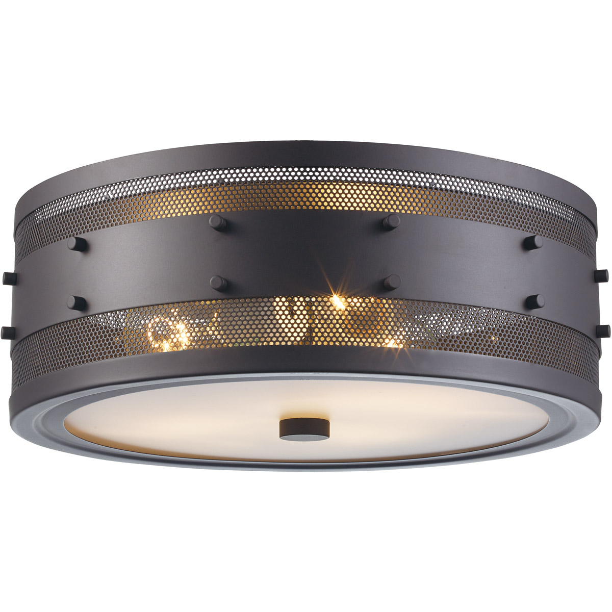 Column 3 Light 15 inch Rubbed Oil Bronze Flushmount Ceiling Light