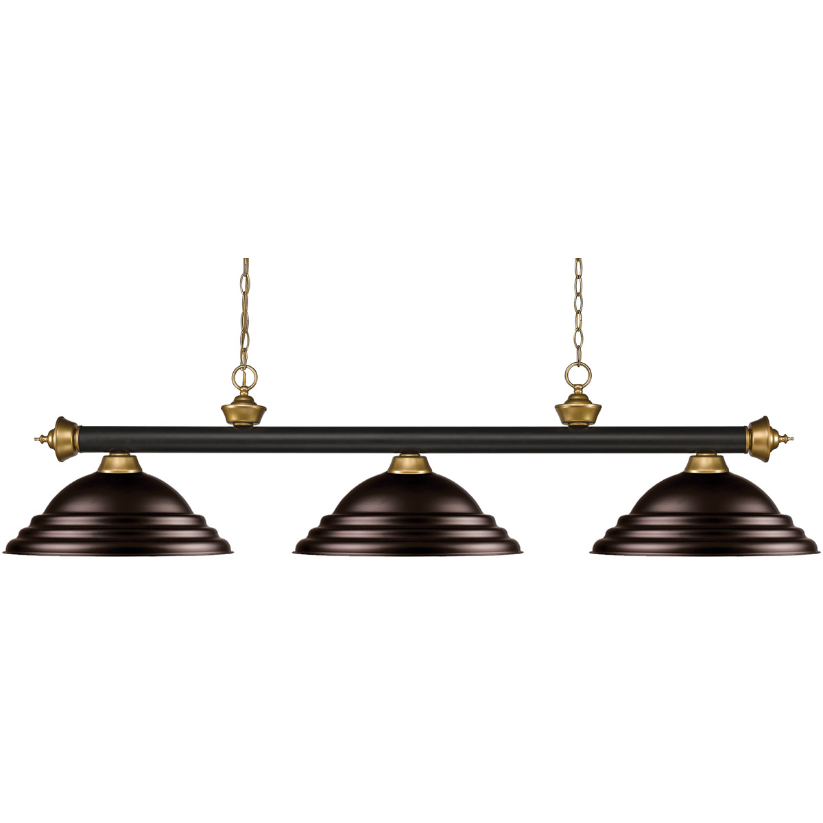 Riviera 3 Light 59 inch Bronze and Satin Gold Billiard Ceiling Light in Stepped Bronze, 16