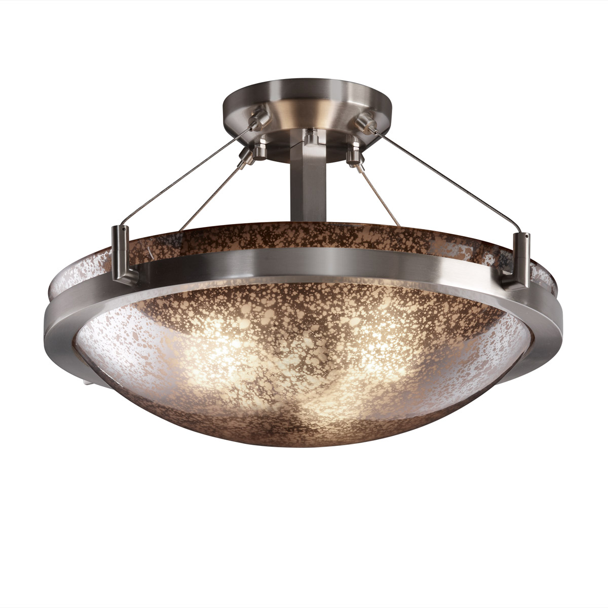 Fusion LED 21 inch Matte Black Semi-Flush Ceiling Light in 3000 Lm LED, Opal Fusion, Ring
