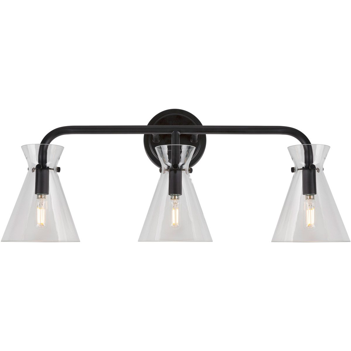 Beaker 3 Light 26 inch Black Vanity Light Wall Light